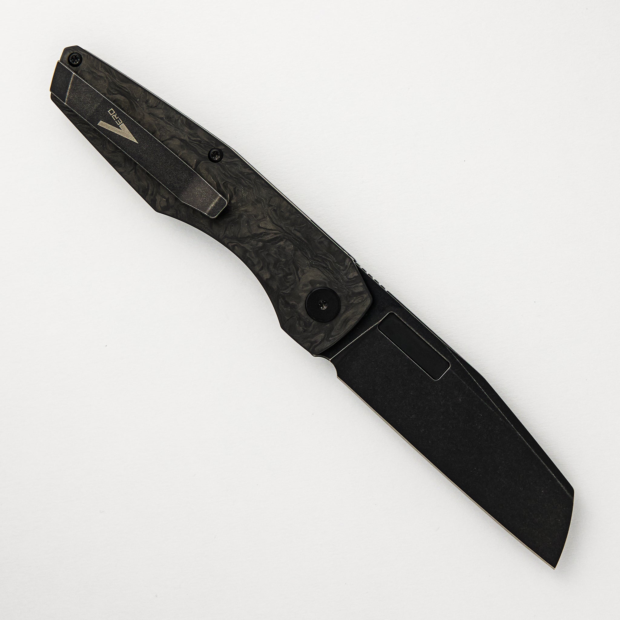Axon Blackwash Sheepsfoot M390 Blade Marbled Carbon Fiber Handle Liner Lock
