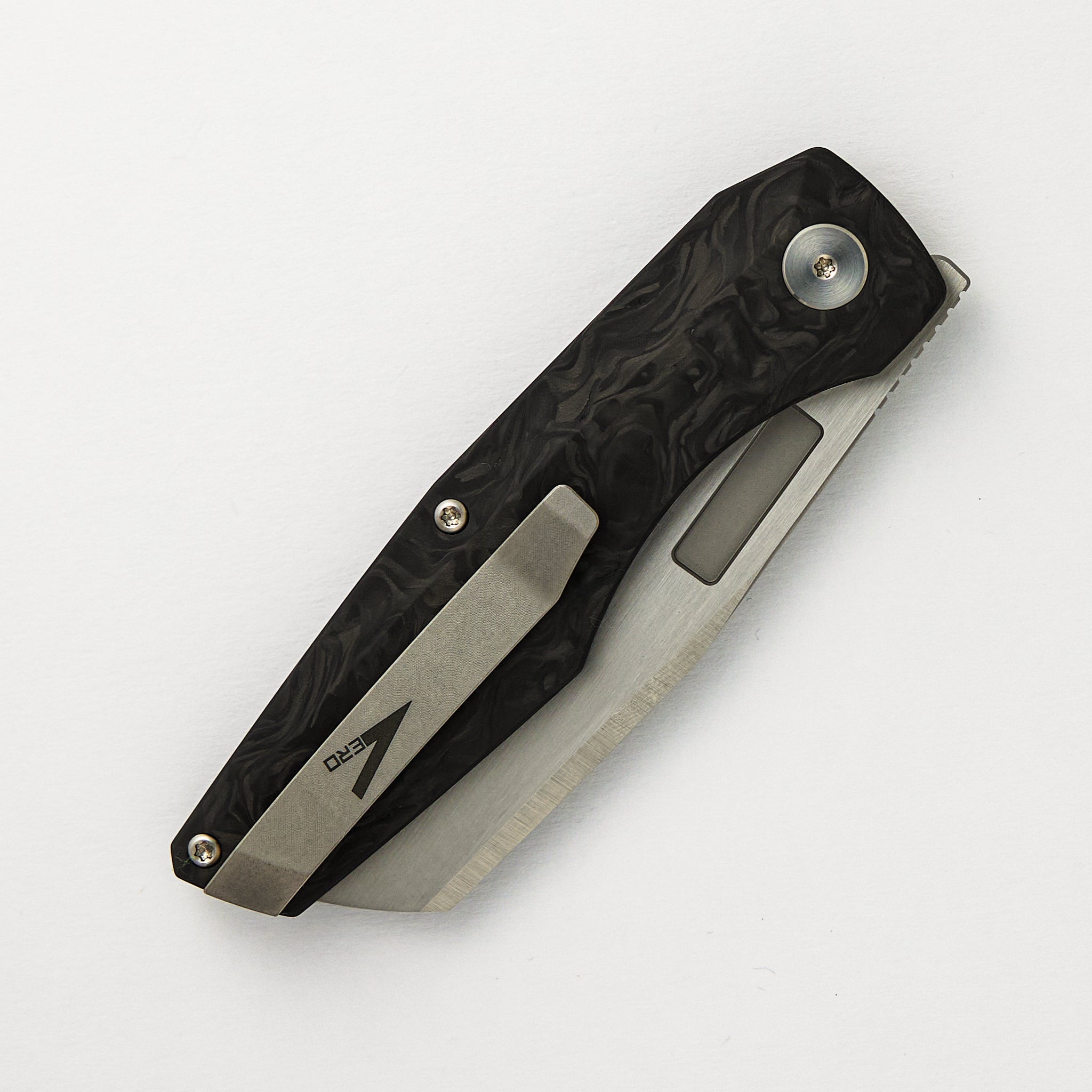 Axon Hand Satin Sheepsfoot M390 Blade Marbled Carbon Fiber Handle Liner Lock