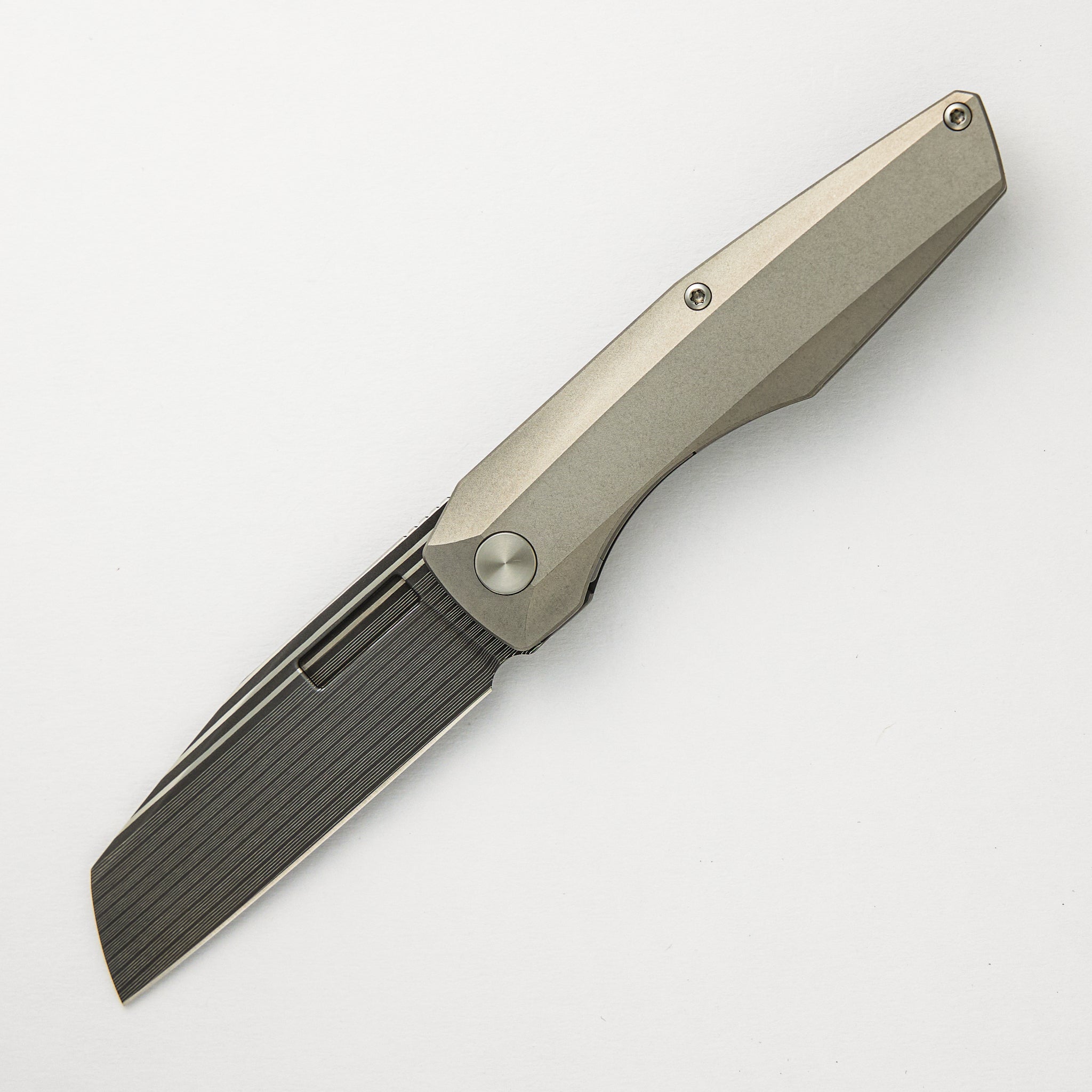 Axon Bacon Sheepsfoot Blade Stonewash Titanium Handle Liner Lock