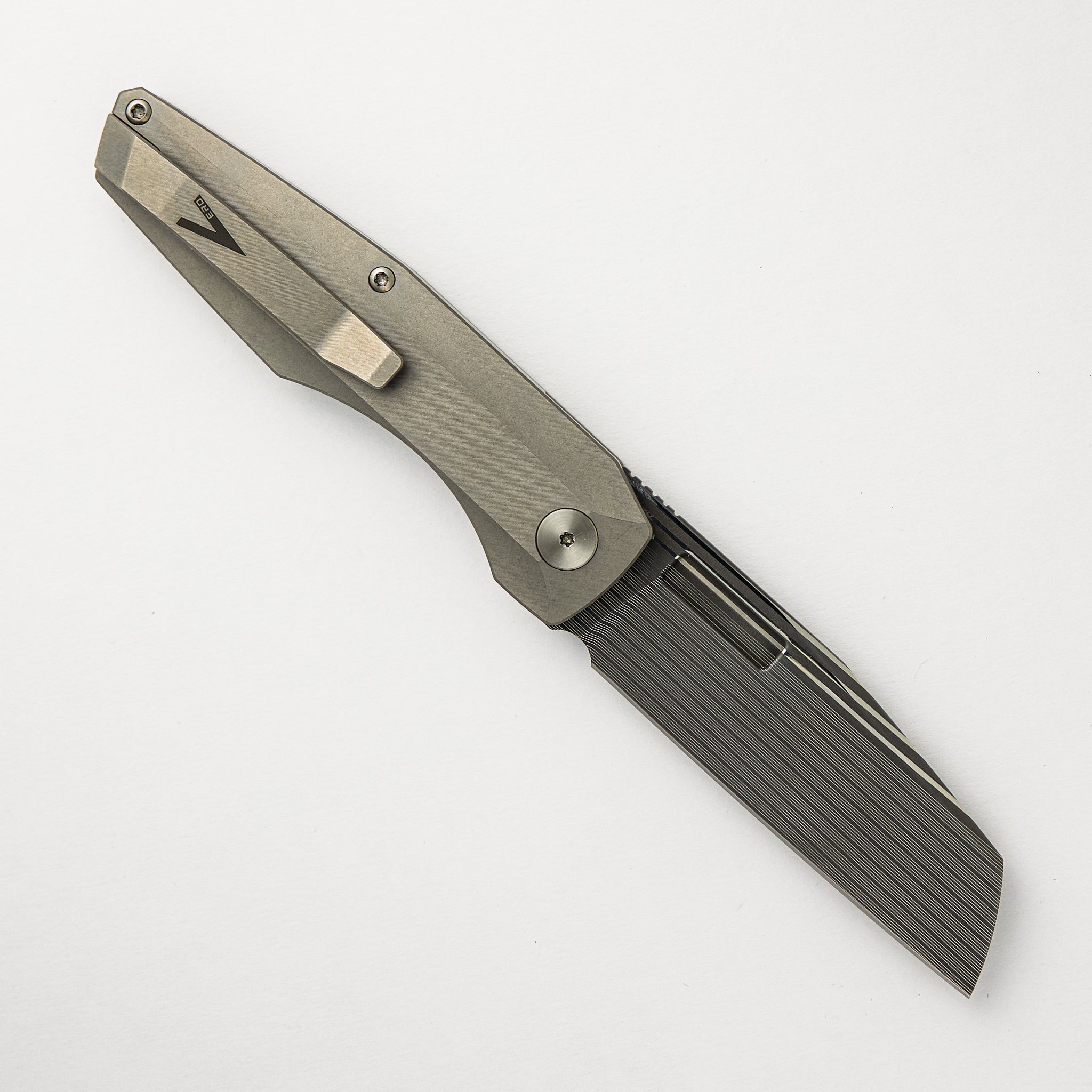 Axon Bacon Sheepsfoot Blade Stonewash Titanium Handle Liner Lock
