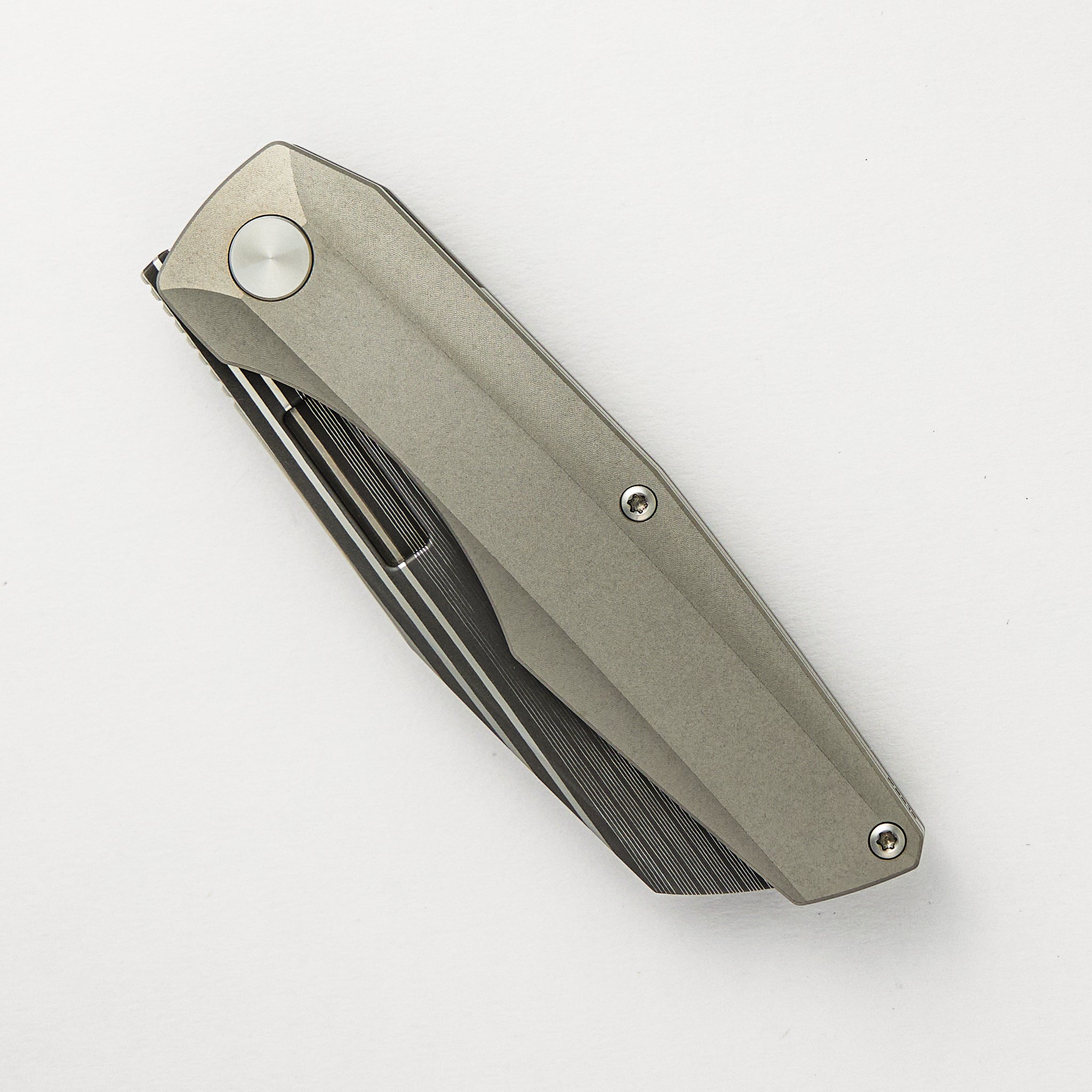 Axon Bacon Sheepsfoot Blade Stonewash Titanium Handle Liner Lock