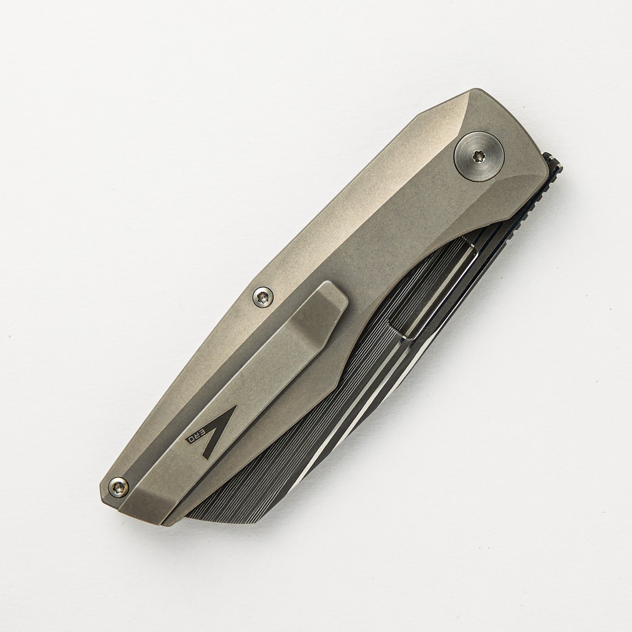 Axon Bacon Sheepsfoot Blade Stonewash Titanium Handle Liner Lock