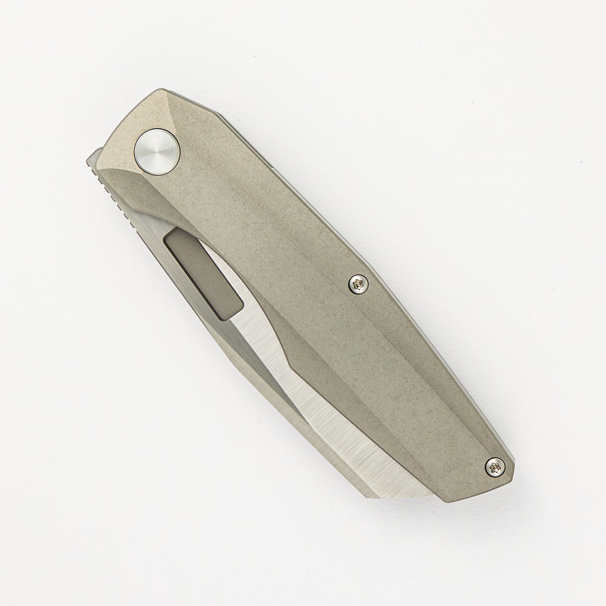 Axon Belt Satin Sheepsfoot M390 Blade Titanium Handle Liner Lock