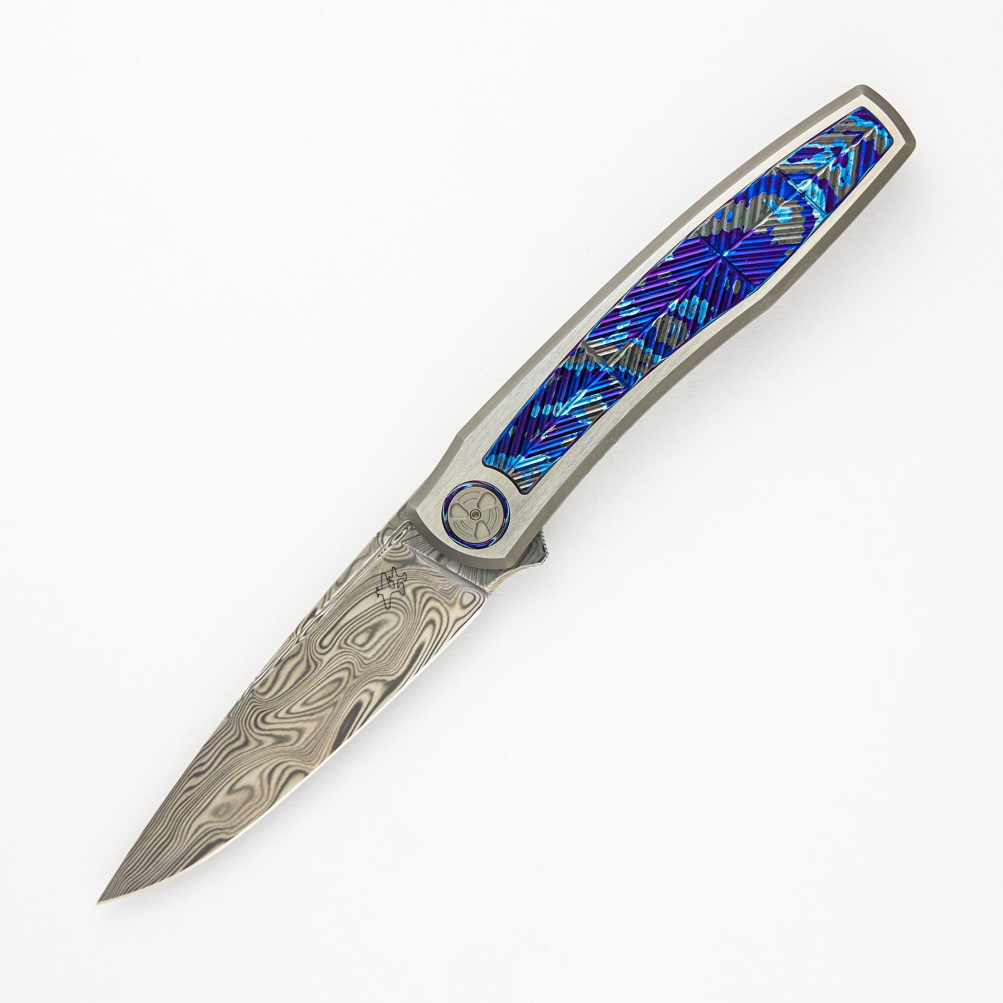 Gorizont - Mach 3 - Damasteel Blade - Titanium/DarkTi Handle (AG Knives Design)