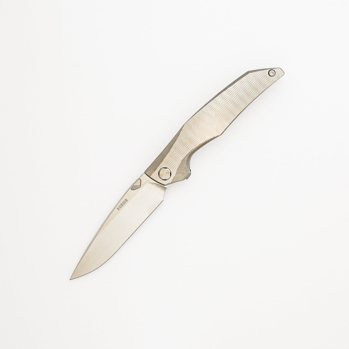 Xenon - Raw Plexa Titanium Handle - Raw Hardware - Handrubbed W/ Polished Flats M390 Blade