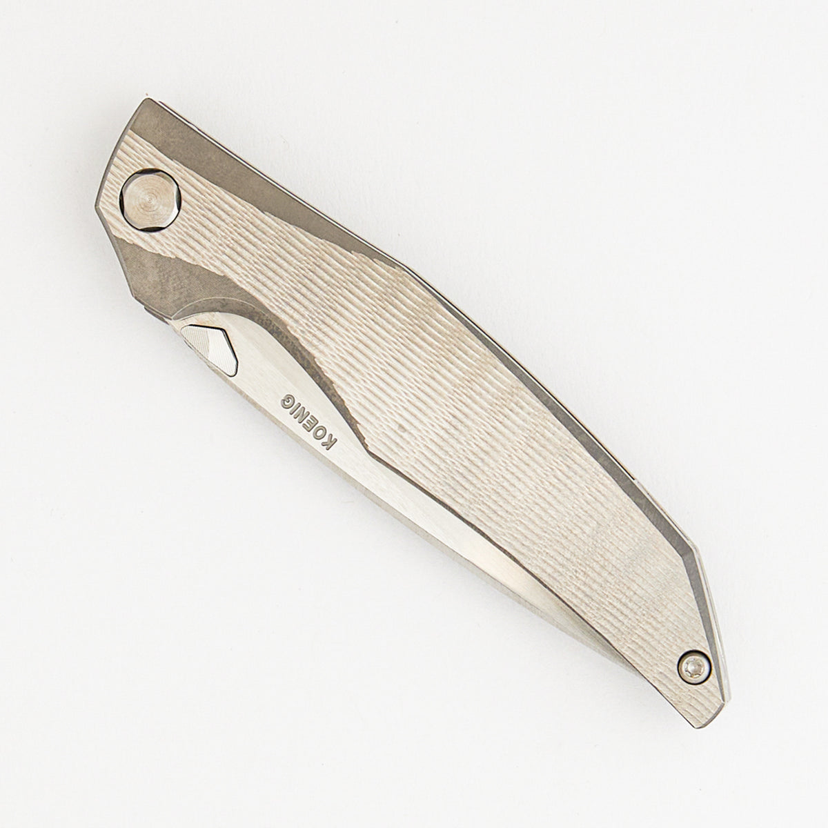 Xenon - Raw Plexa Titanium Handle - Raw Hardware - Handrubbed W/ Polished Flats M390 Blade