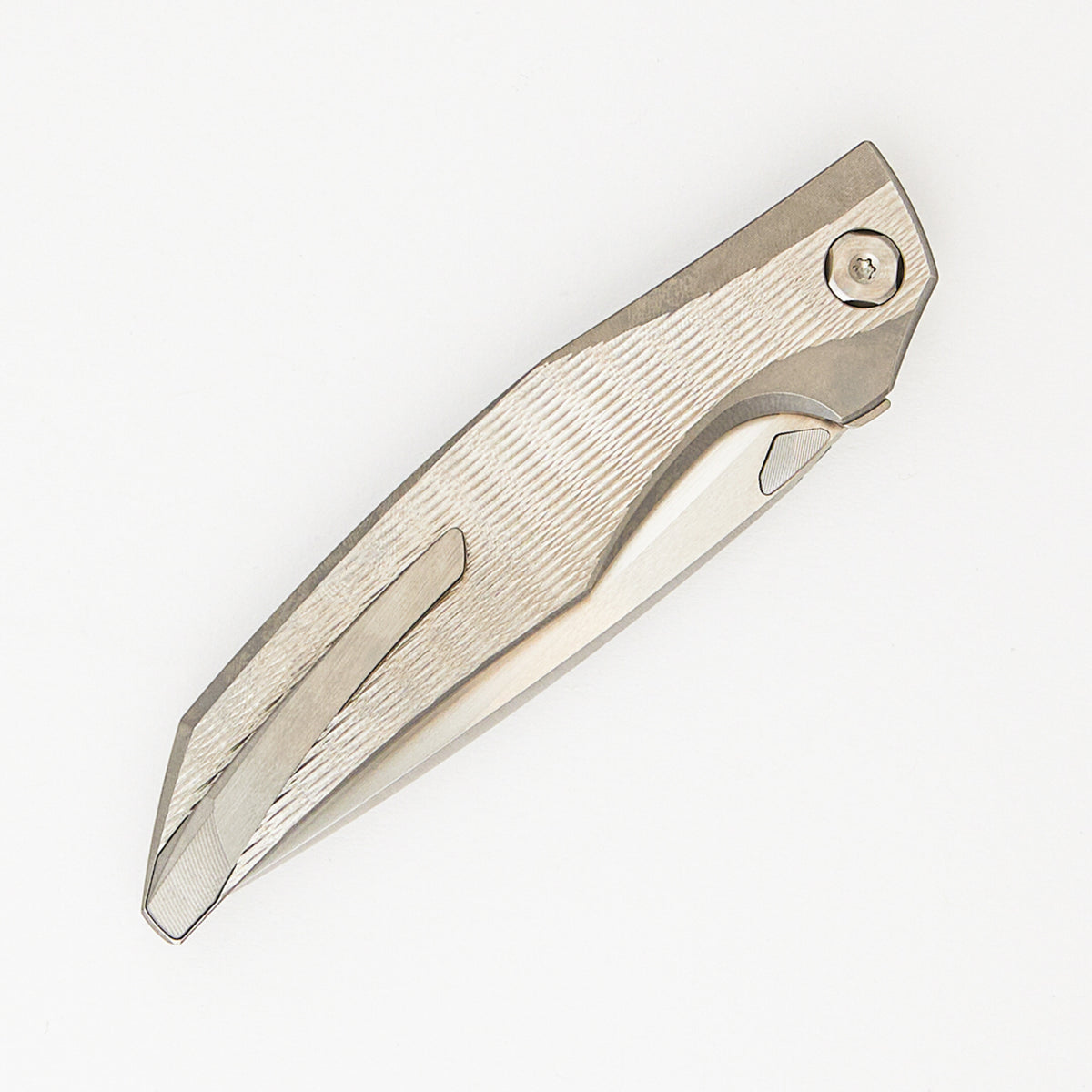 Xenon - Raw Plexa Titanium Handle - Raw Hardware - Handrubbed W/ Polished Flats M390 Blade