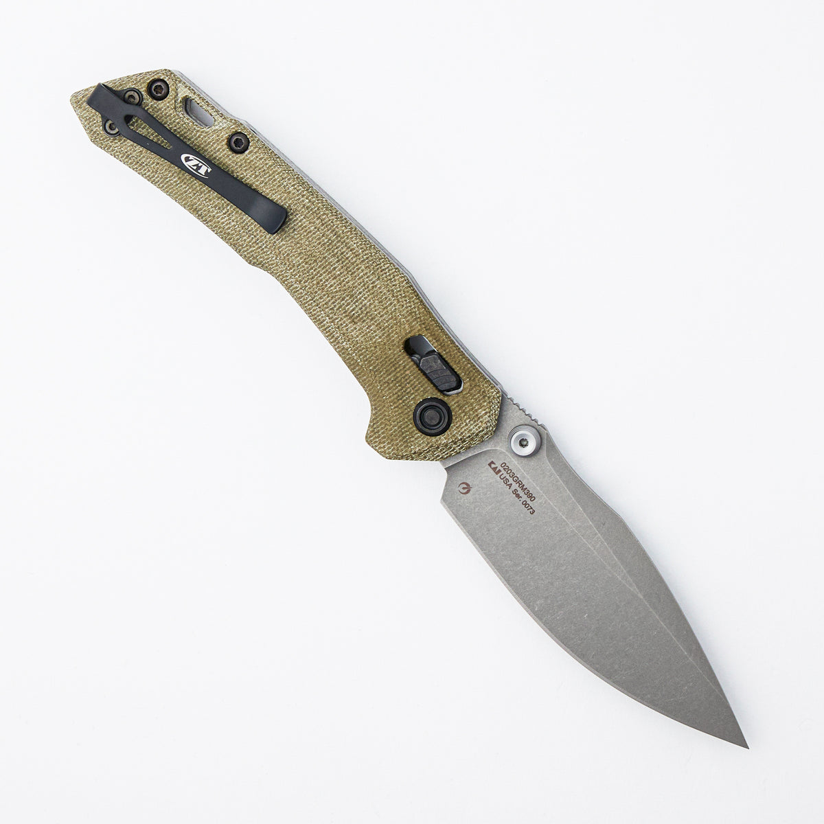 0203GRM390 ZT Duralock - Micarta Olive Drab - M390 WF
