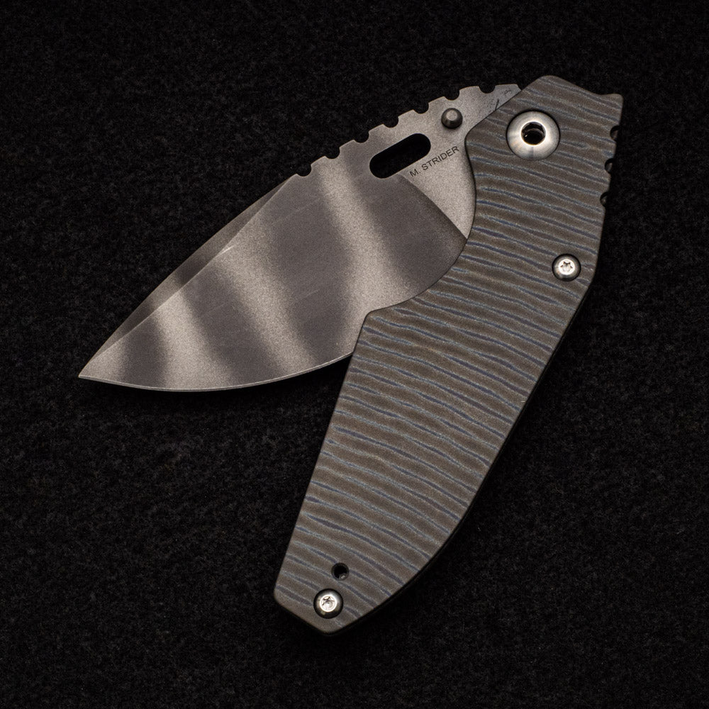 Strider Knives J2 - Flamed Titanium Handle - Tiger Stripe CPM 154 Blade