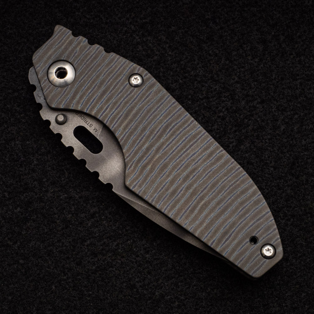 Strider Knives J2 - Flamed Titanium Handle - Tiger Stripe CPM 154 Blade