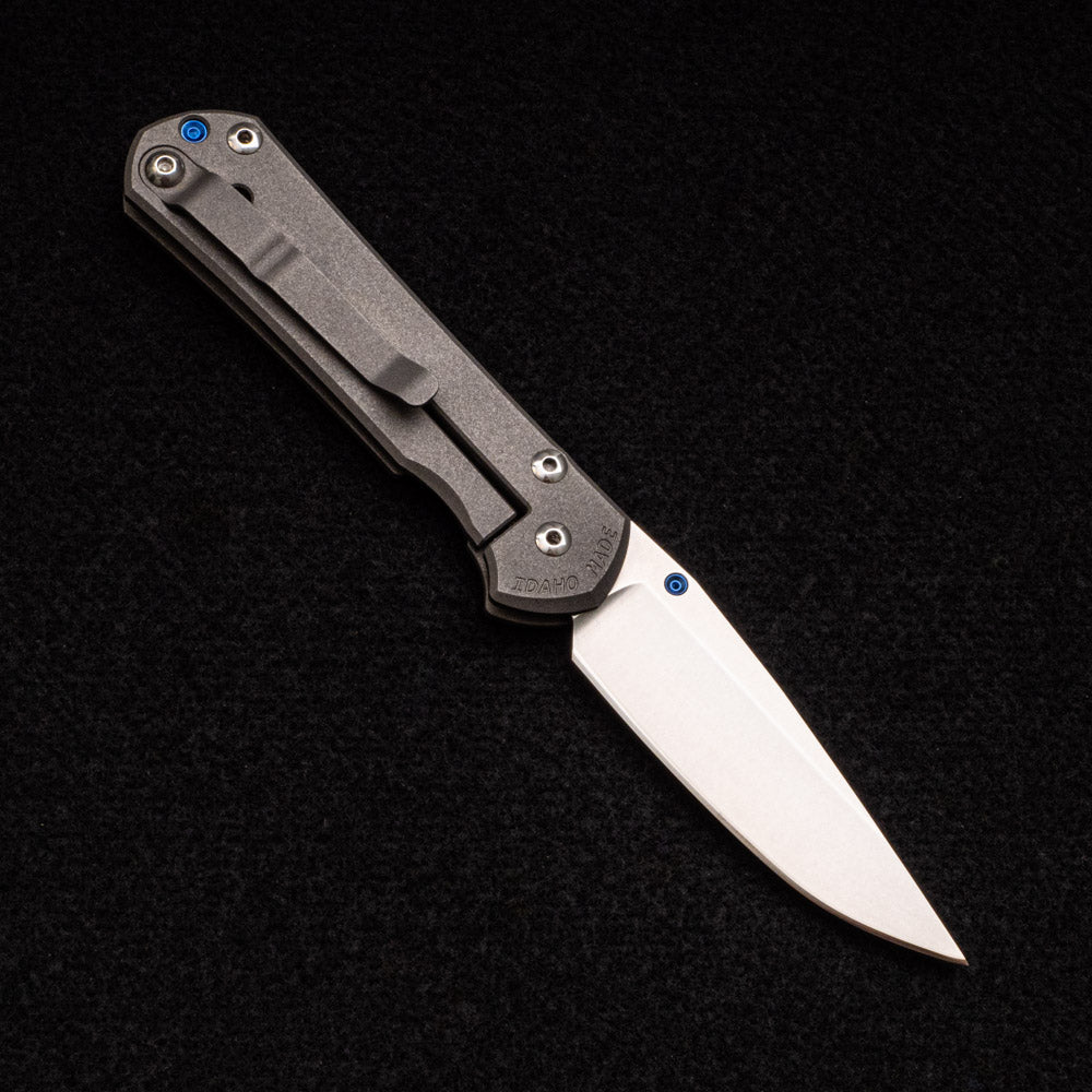 CHRIS REEVE SMALL SEBENZA 31 W- LYNCH CLIP - BLUE SINGLE THUMB LUG - S45VN BLADE