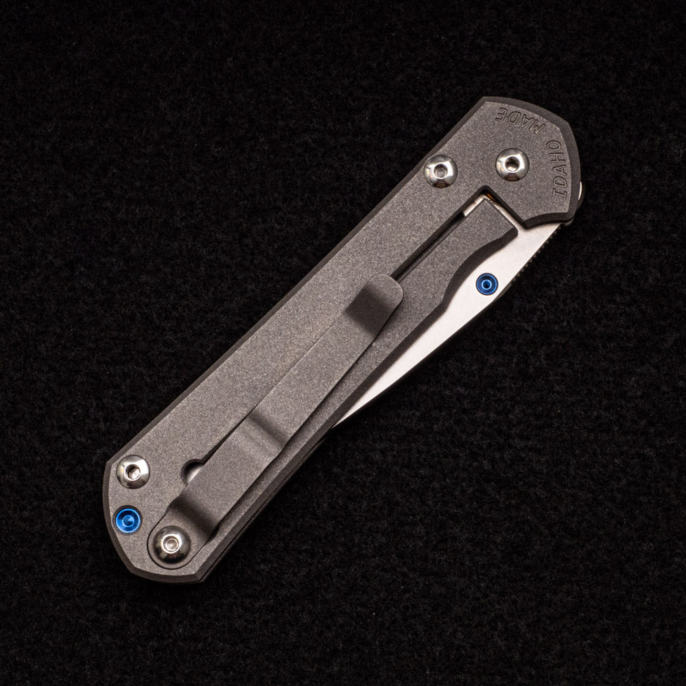 CHRIS REEVE SMALL SEBENZA 31 W- LYNCH CLIP - BLUE SINGLE THUMB LUG - S45VN BLADE