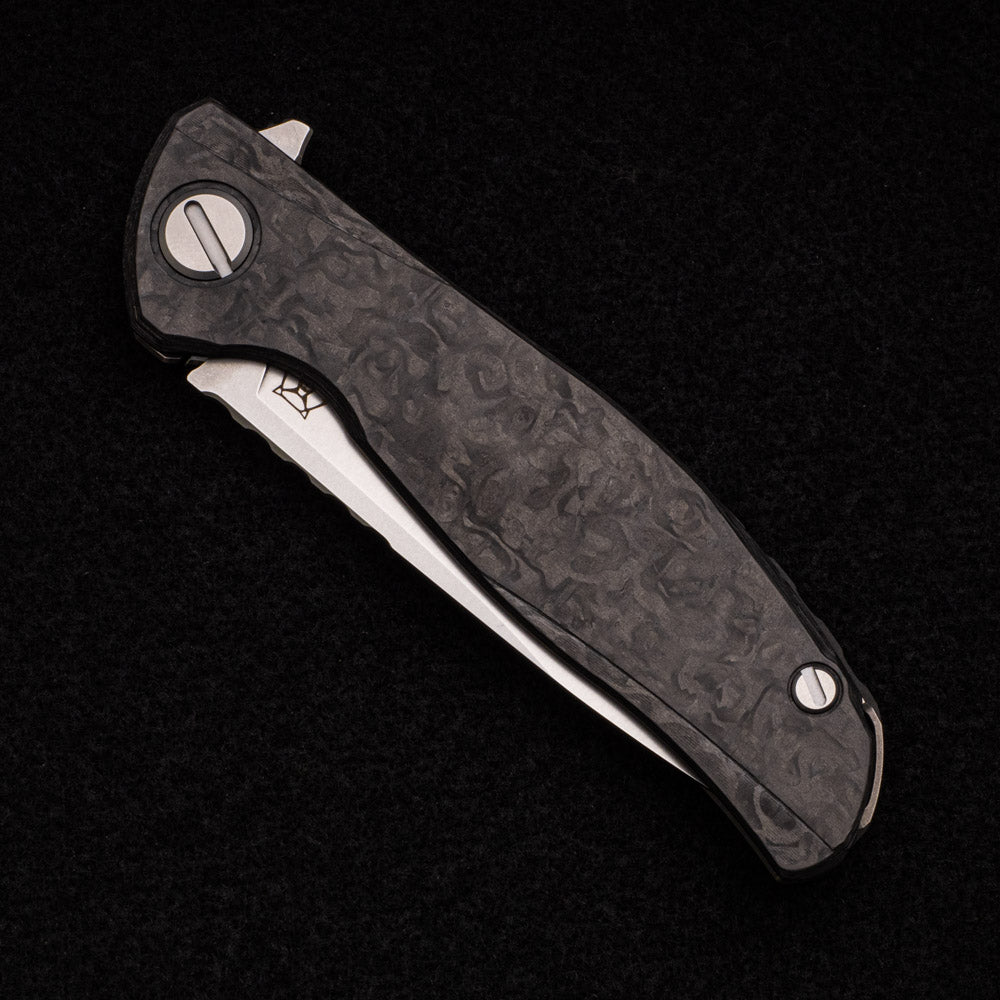 SHIROGOROV HATI GEN 3 – M390 BLADE – MARBLE CARBON FIBER – MRBS