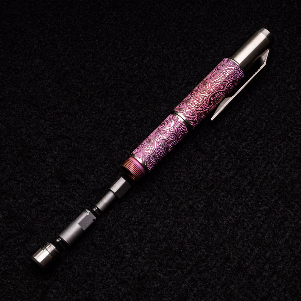 SHIROGOROV - TI2 DESIGN TITANIUM PIVOT TOOL PEN – PAISLEY ENGRAVED