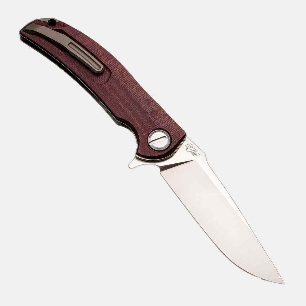 SHIROGOROV "LIMITED EDITION" RJ MARTIN DESIGN SOFT OVERKILL - M398 BLADE - MAROON CANVAS MICARTA HANDLE - RBS