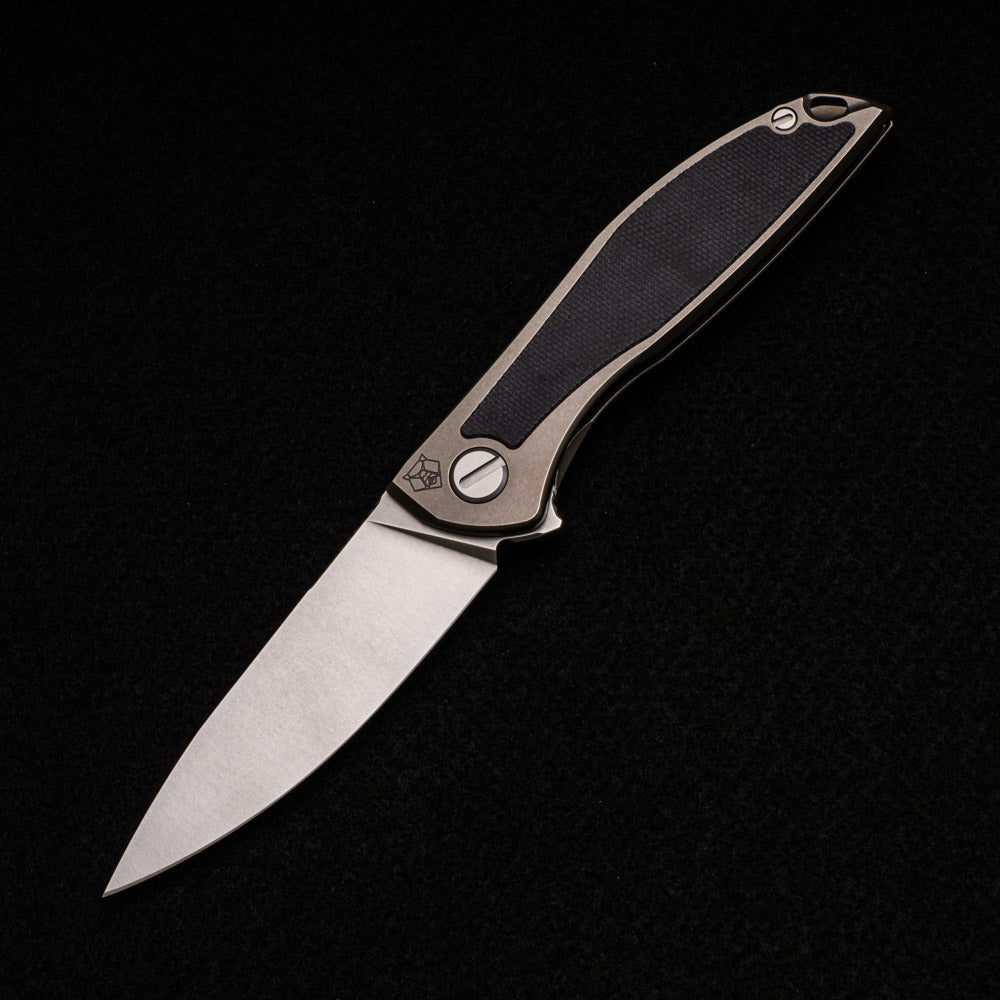 Shirogorov NeOn NL – ELMAX BLADE – TITANIUM HANDLE W- BLACK MICARTA INLAY – MRBS