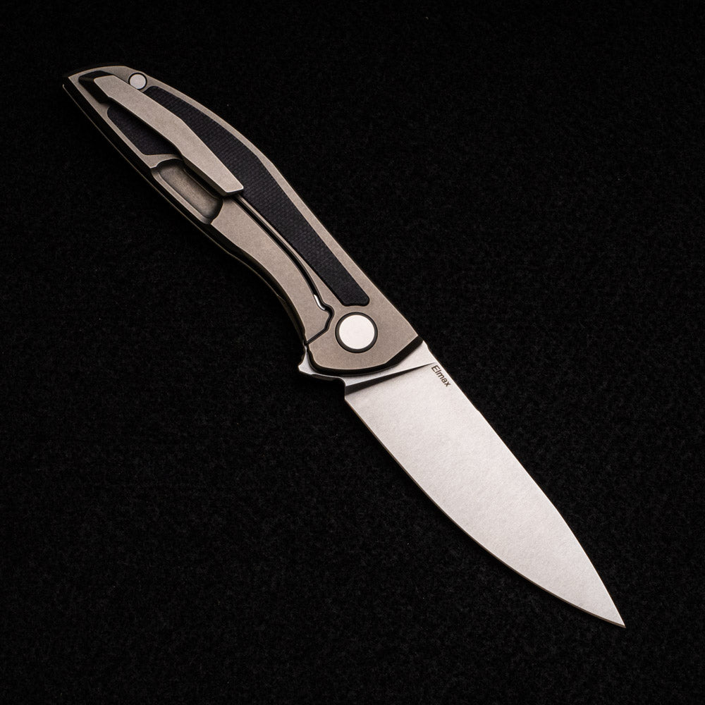 Shirogorov NeOn NL – ELMAX BLADE – TITANIUM HANDLE W- BLACK MICARTA INLAY – MRBS
