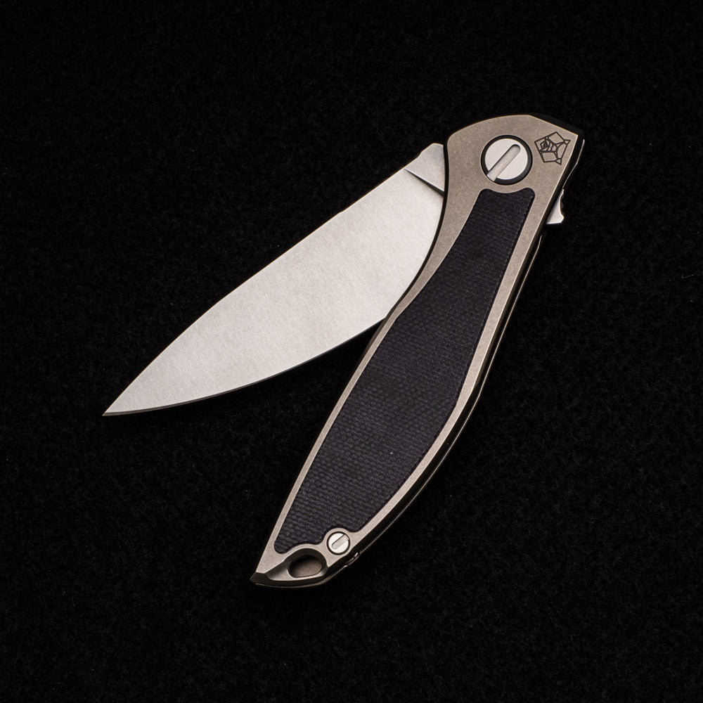 Shirogorov NeOn NL – ELMAX BLADE – TITANIUM HANDLE W- BLACK MICARTA INLAY – MRBS