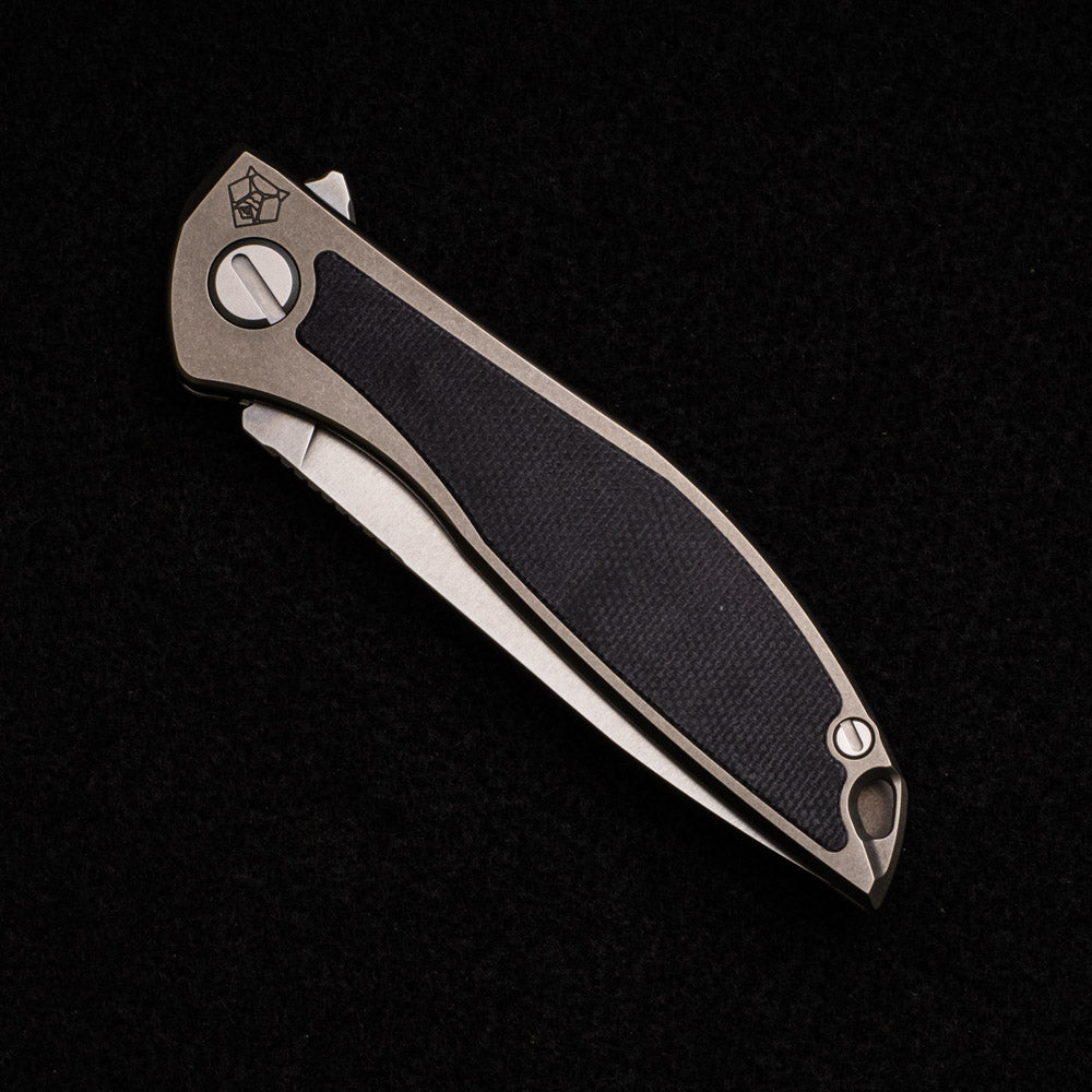 Shirogorov NeOn NL – ELMAX BLADE – TITANIUM HANDLE W- BLACK MICARTA INLAY – MRBS
