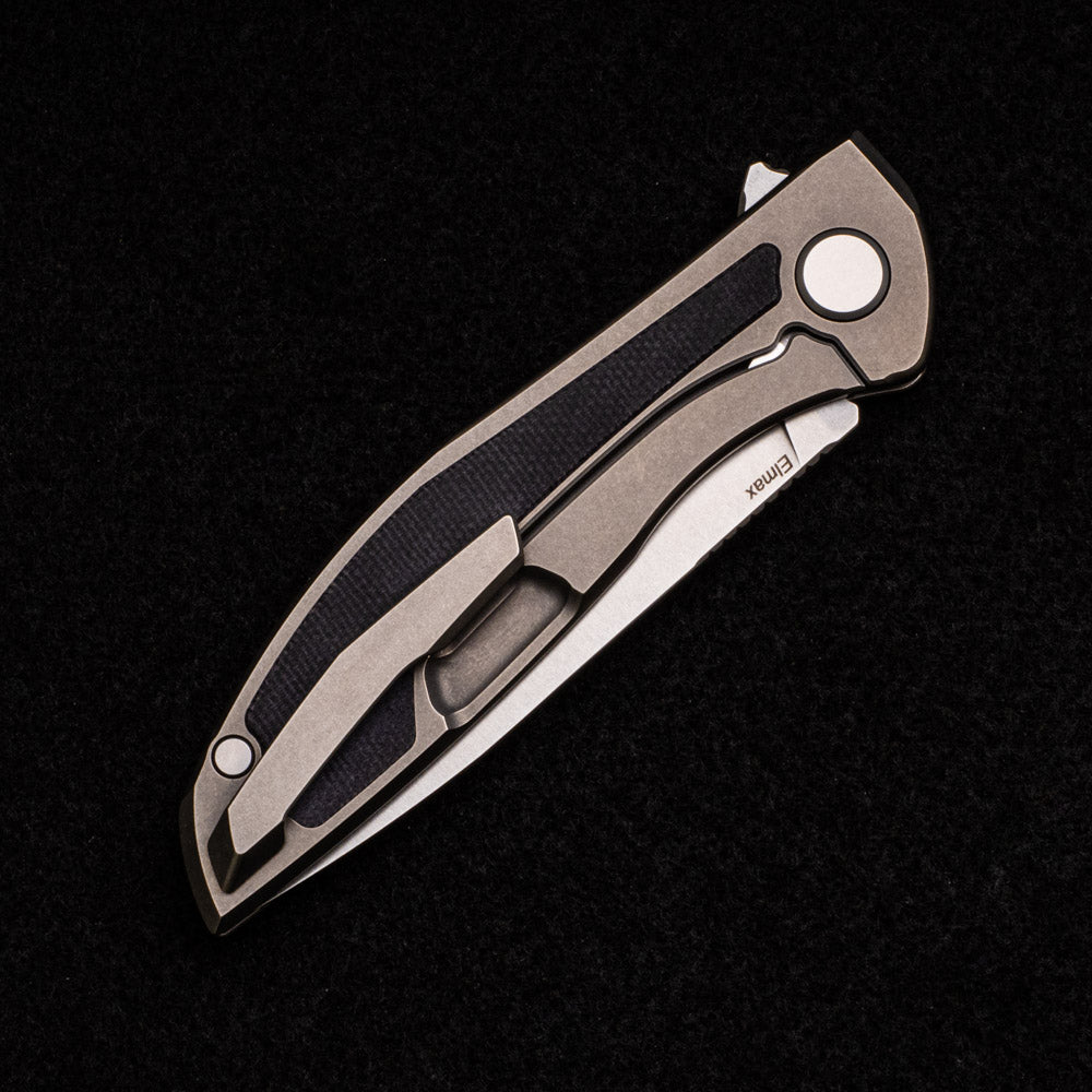 Shirogorov NeOn NL – ELMAX BLADE – TITANIUM HANDLE W- BLACK MICARTA INLAY – MRBS