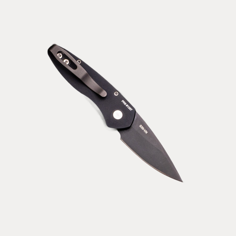 Pro-Tech Knives Sprint - Solid Black Aluminum Handle - Black S35VN Blade - 2907