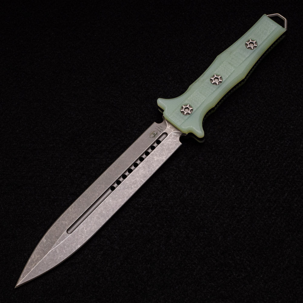 Heretic Nephilim – Jade G10 Handle – Stonewashed Elmax Blade