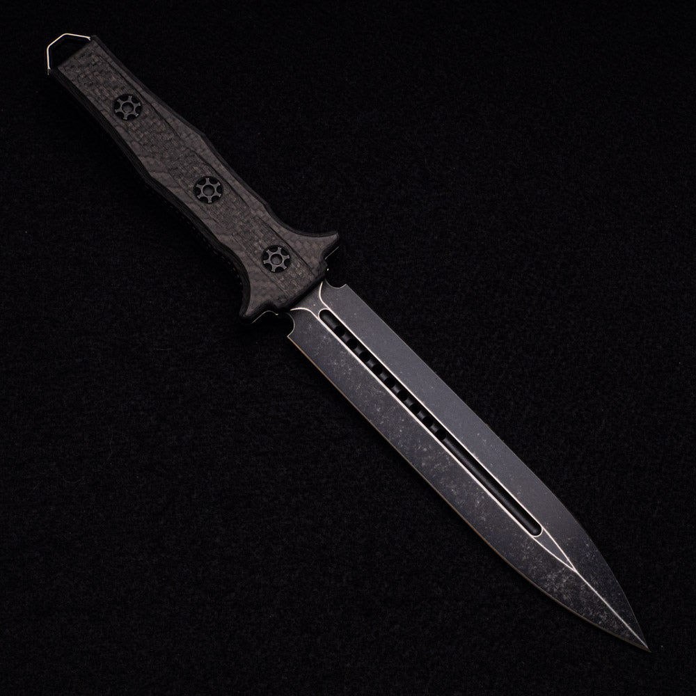 Heretic Nephilim – Carbon Fiber Handle – Battle Worn Elmax Blade