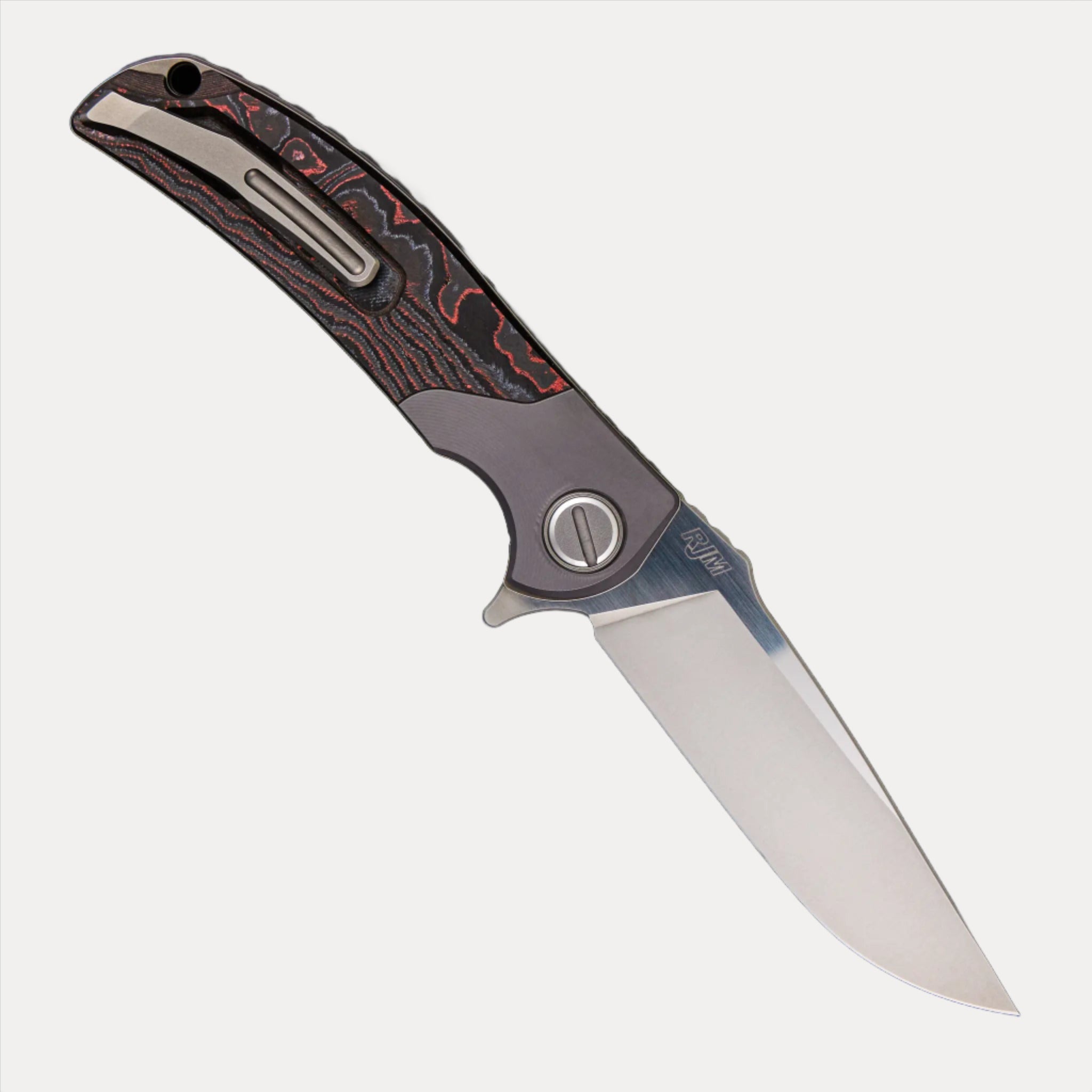 SHIROGOROV “LIMITED EDITION” RJ MARTIN DESIGN RQ36 – Titanium/Lava & Ash CarboTi Handle – S110V Blade – SRRBS