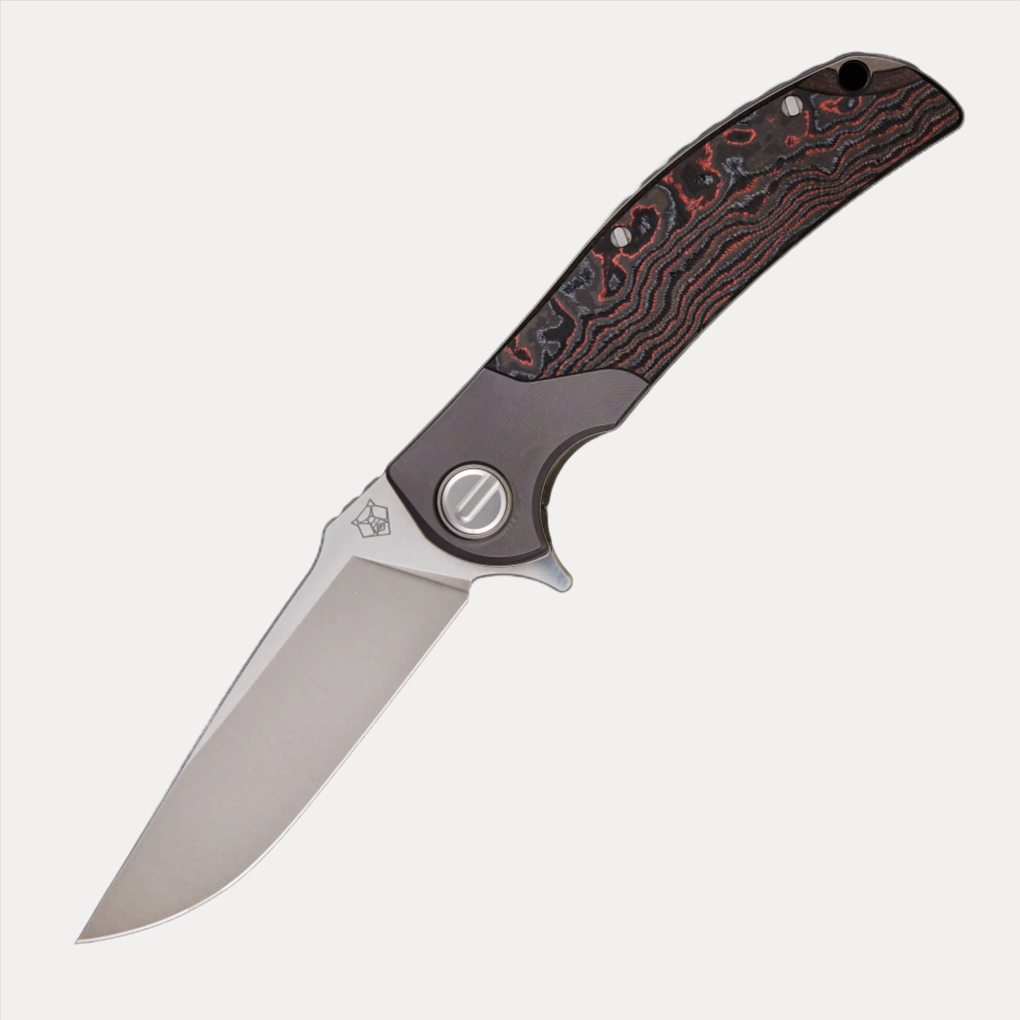 SHIROGOROV “LIMITED EDITION” RJ MARTIN DESIGN RQ36 – Titanium/Lava & Ash CarboTi Handle – S110V Blade – SRRBS