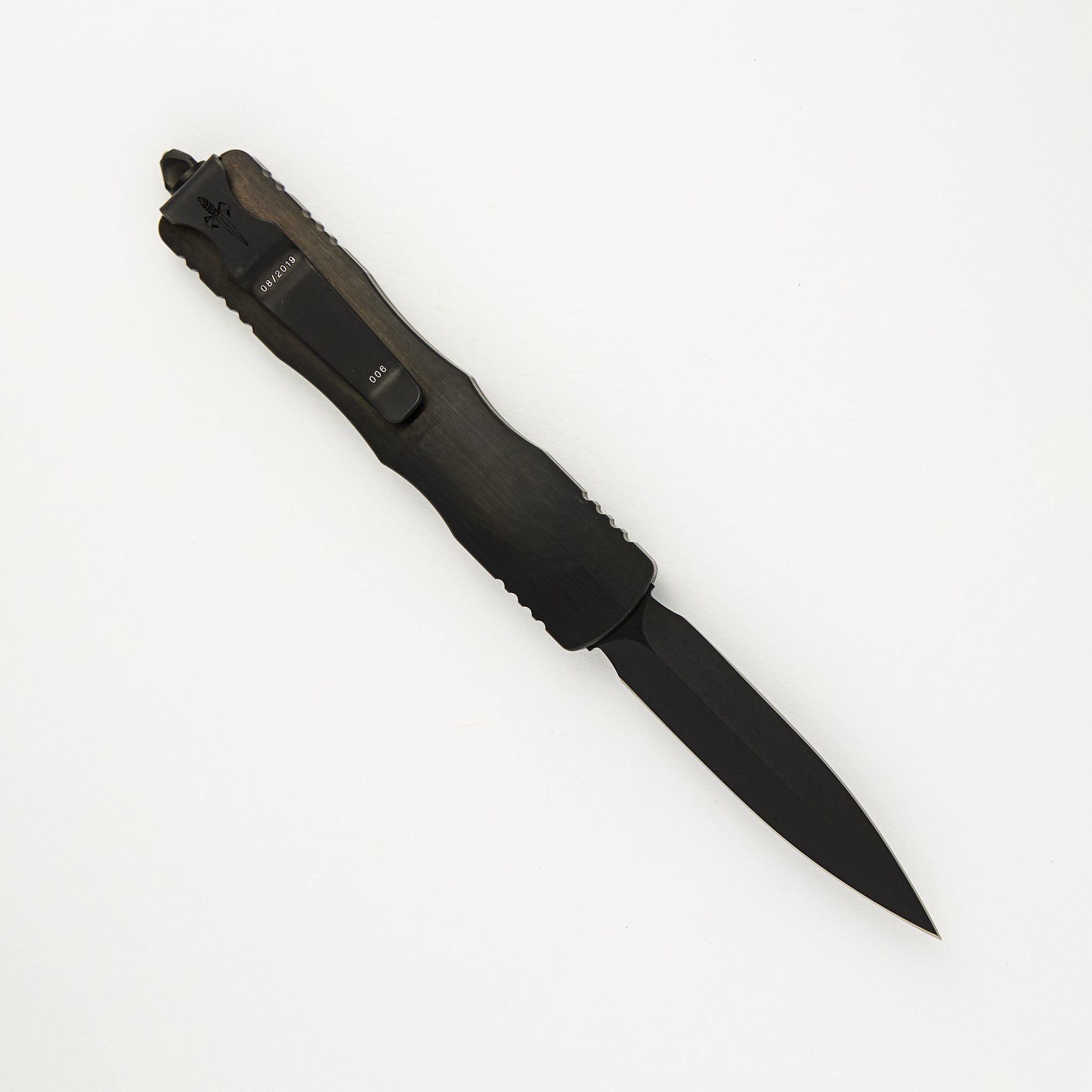 Marfione Custom Knives Dirac - D/E Blackwash Blade - Black Stainless Steel Handle