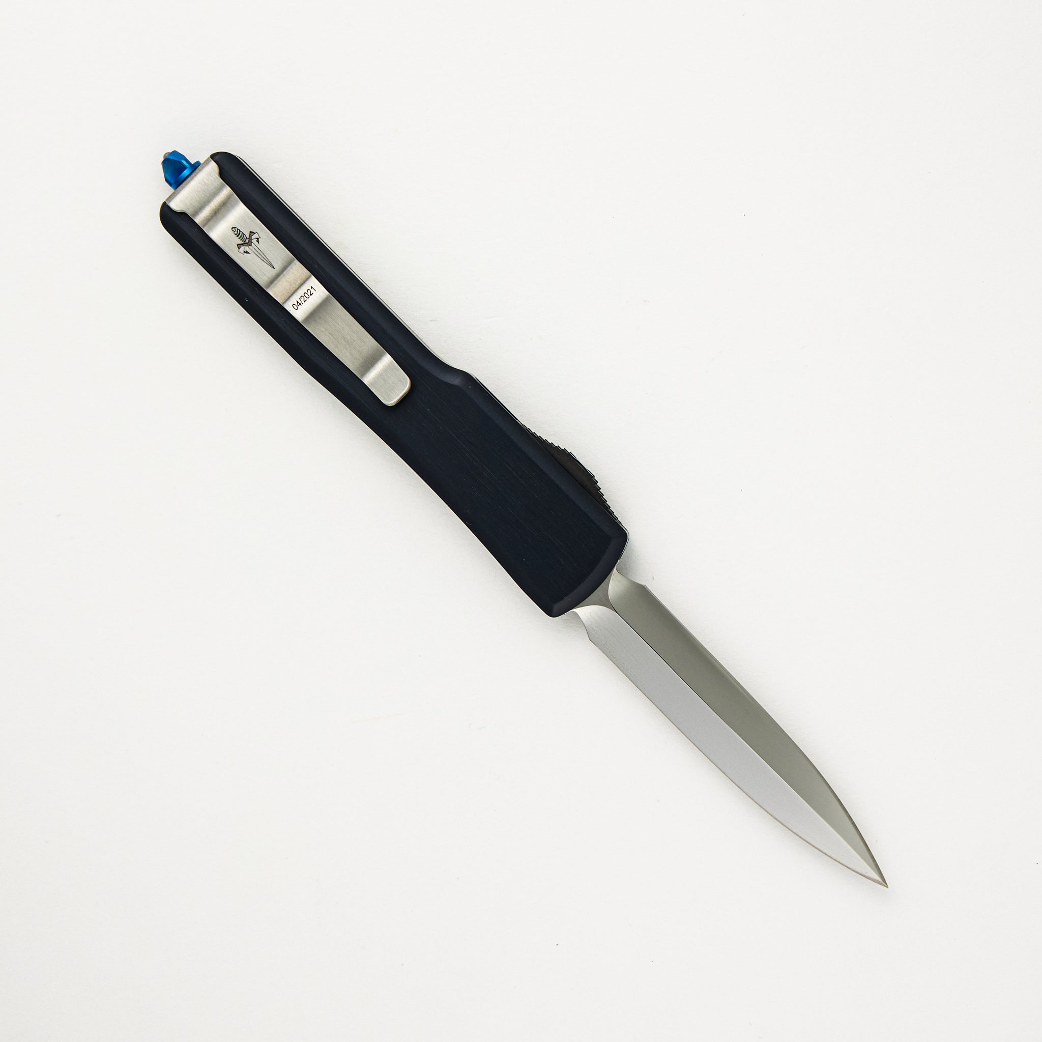 Marfione Custom Knives UTX-70 - D/E Mirror Polish Blade - Black Anodized Hefted Aircraft Alloy