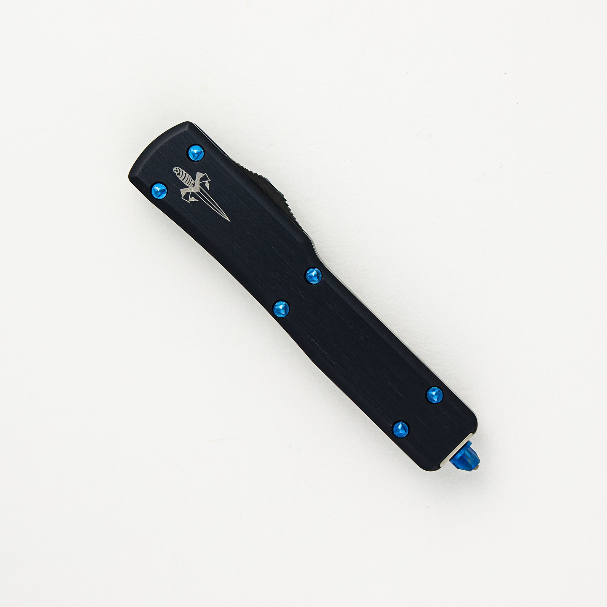 Marfione Custom Knives UTX-70 - D/E Mirror Polish Blade - Black Anodized Hefted Aircraft Alloy
