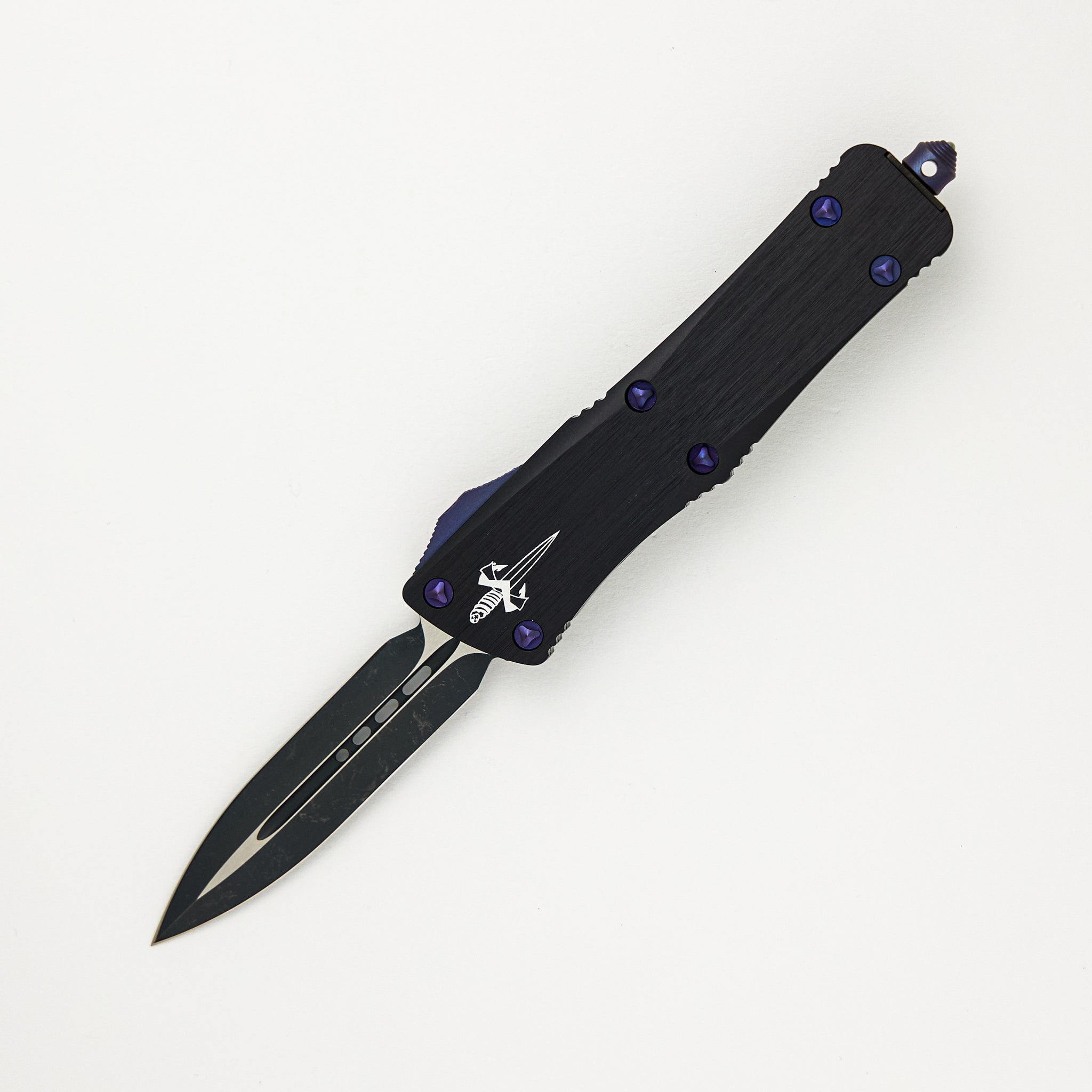Marfione Custom Knives Troodon - D/E Two-Tone Finish Blade - Black Hefted Alloy Handle