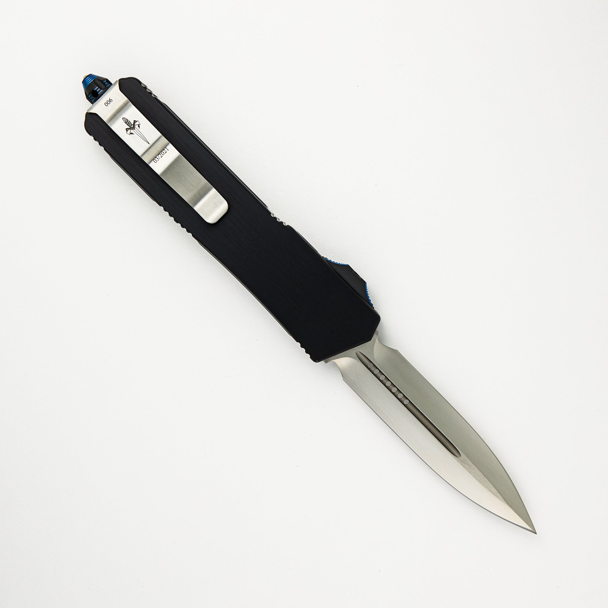 Marfione Custom Knives Scarab II - D/E Satin Finish Blade - Black Hefted Alloy Handle