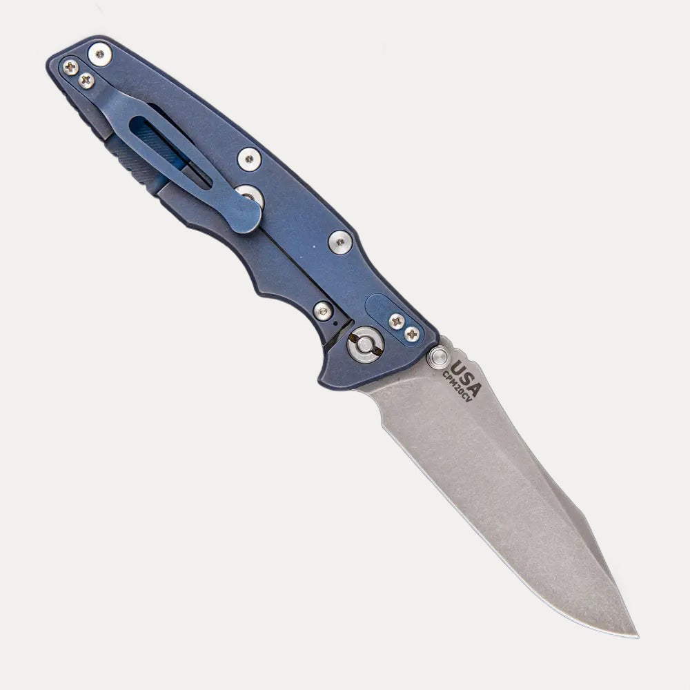 Hinderer Knives Eklipse 3.5″ – Spearpoint – Non Flipper – Tri-Way – Battle Blue Ti – Blue/Black G10