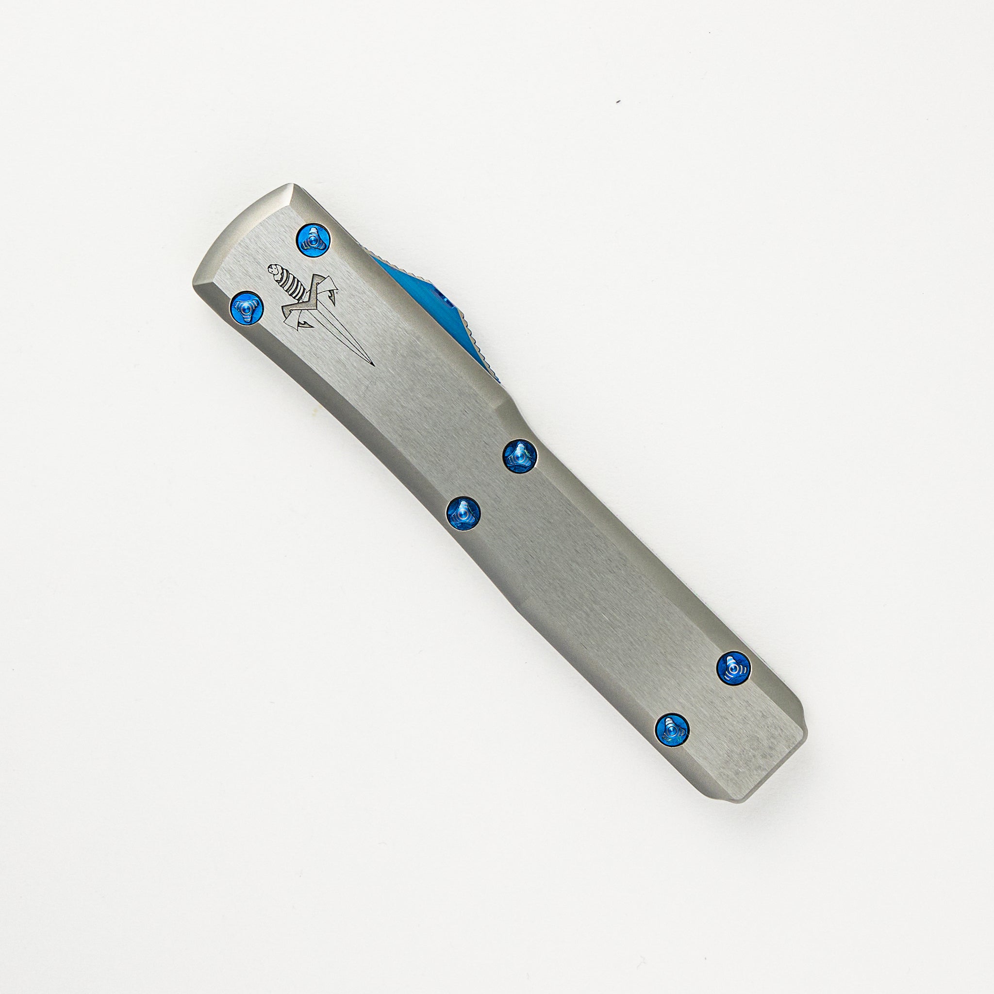 Marfione Custom Knives Ultratech D/E Mirror Polish Two-Tone Double Vapor Blast Stainless Steel W/ Ringed Hardware