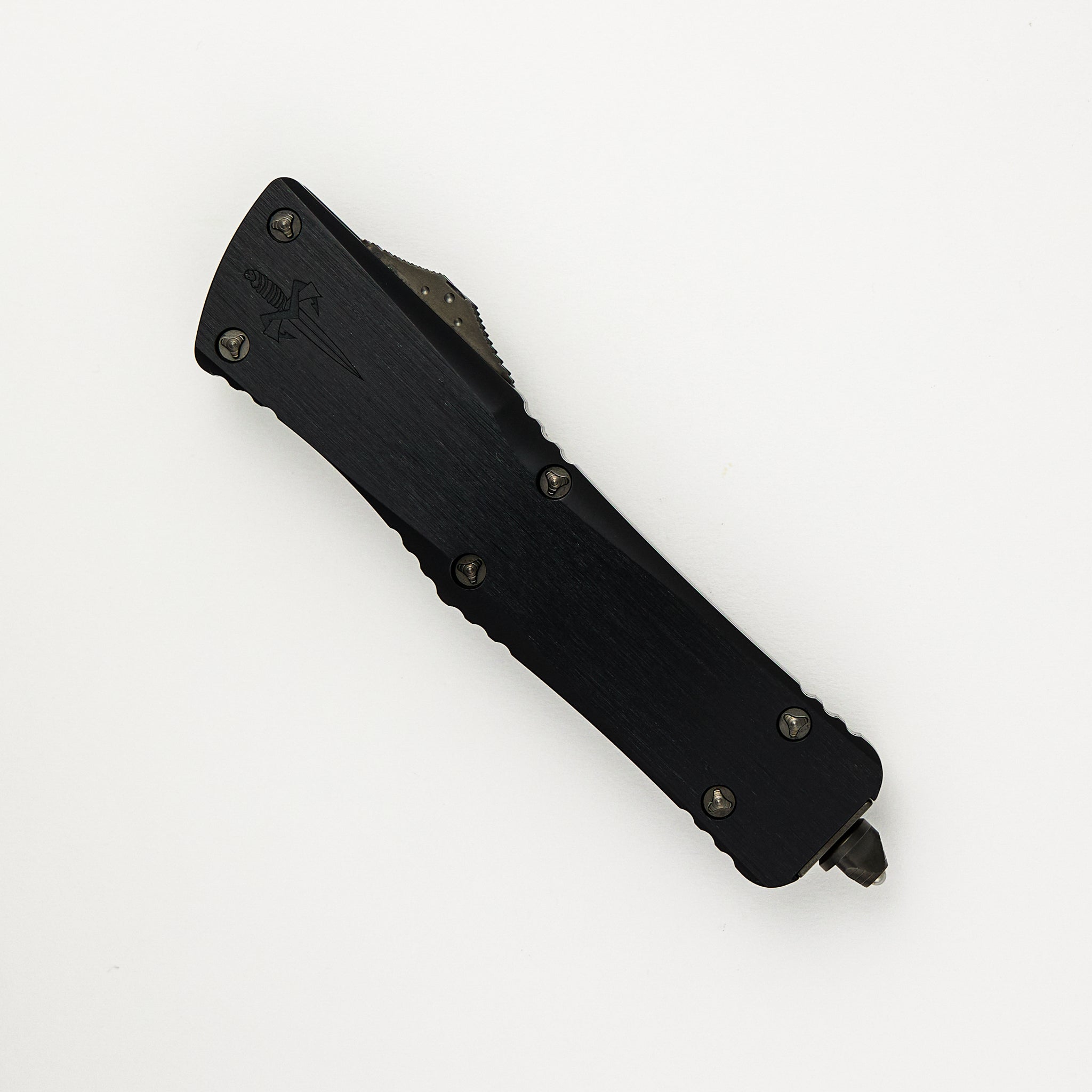 Marfione Custom Knives Combat Troodon - Recurve Polished DLC Blade - Aircraft Alloy Deep Engraved Handle