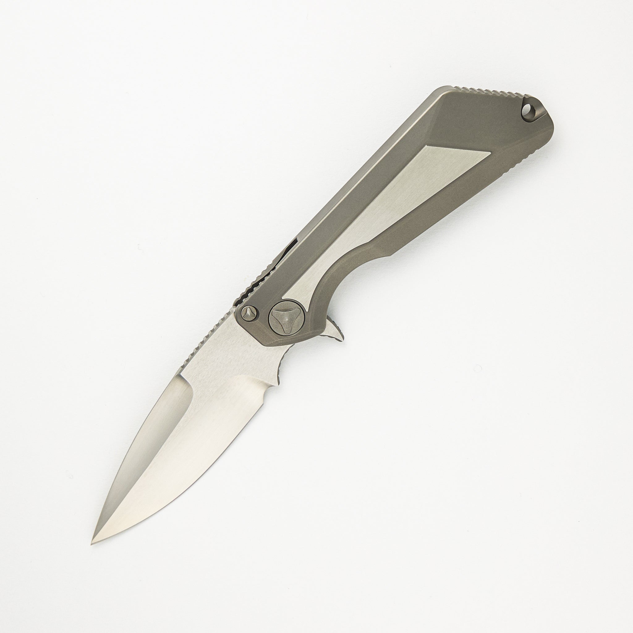 Marfione Custom Knives / Mick Strider Collaboration MSG-3 - Satin Finish Titanium Chassis W/ Satin Finish Steel Inlay