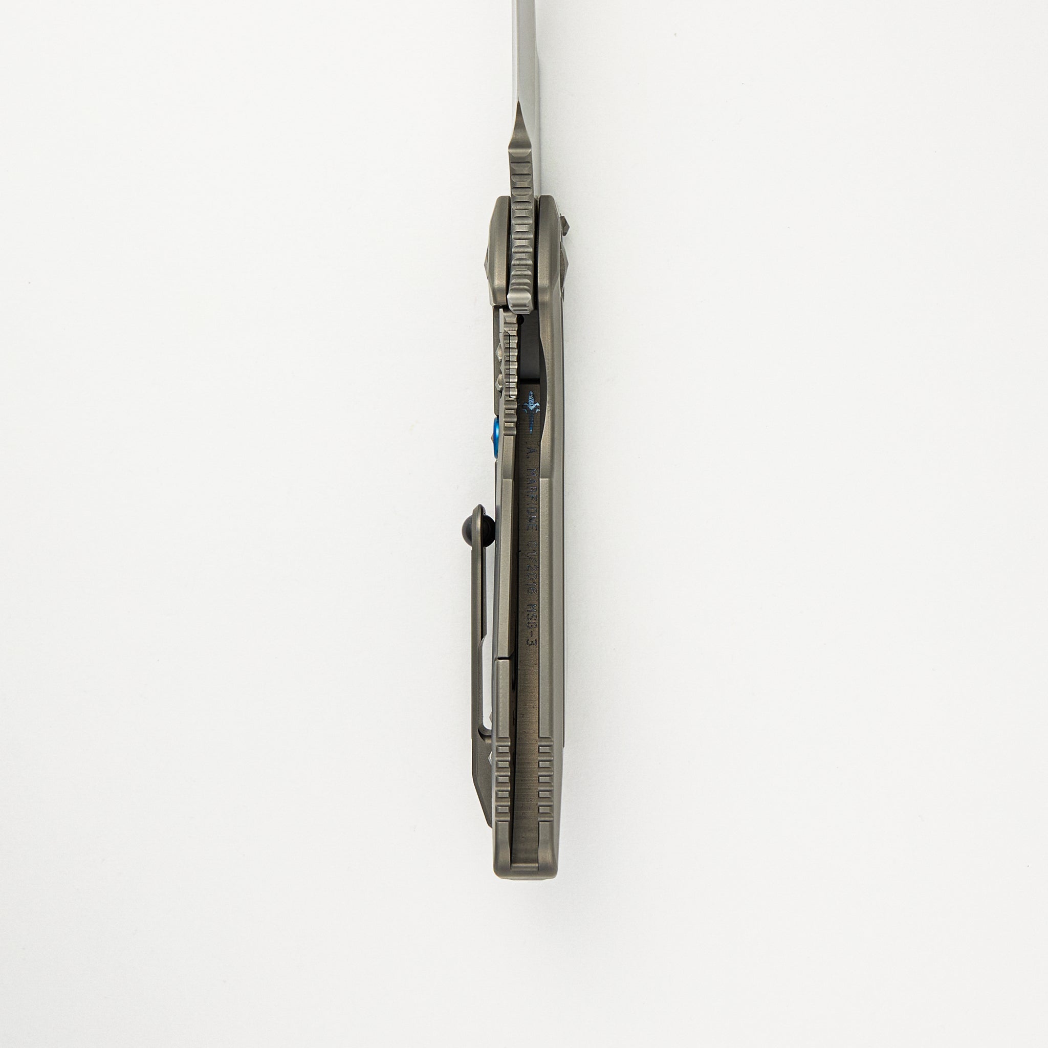 Marfione Custom Knives / Mick Strider Collaboration MSG-3 - Satin Finish Titanium Chassis W/ Satin Finish Steel Inlay