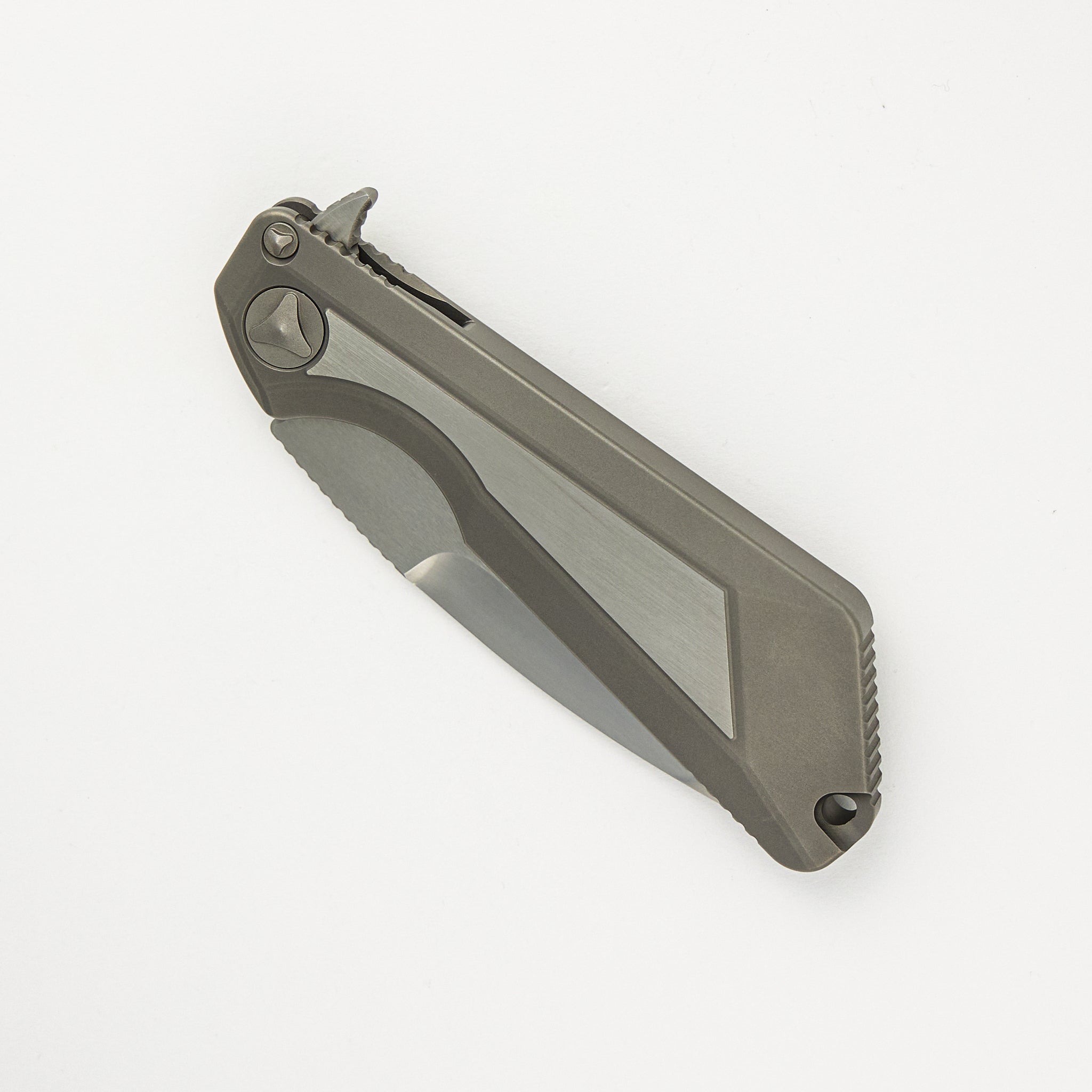 Marfione Custom Knives / Mick Strider Collaboration MSG-3 - Satin Finish Titanium Chassis W/ Satin Finish Steel Inlay