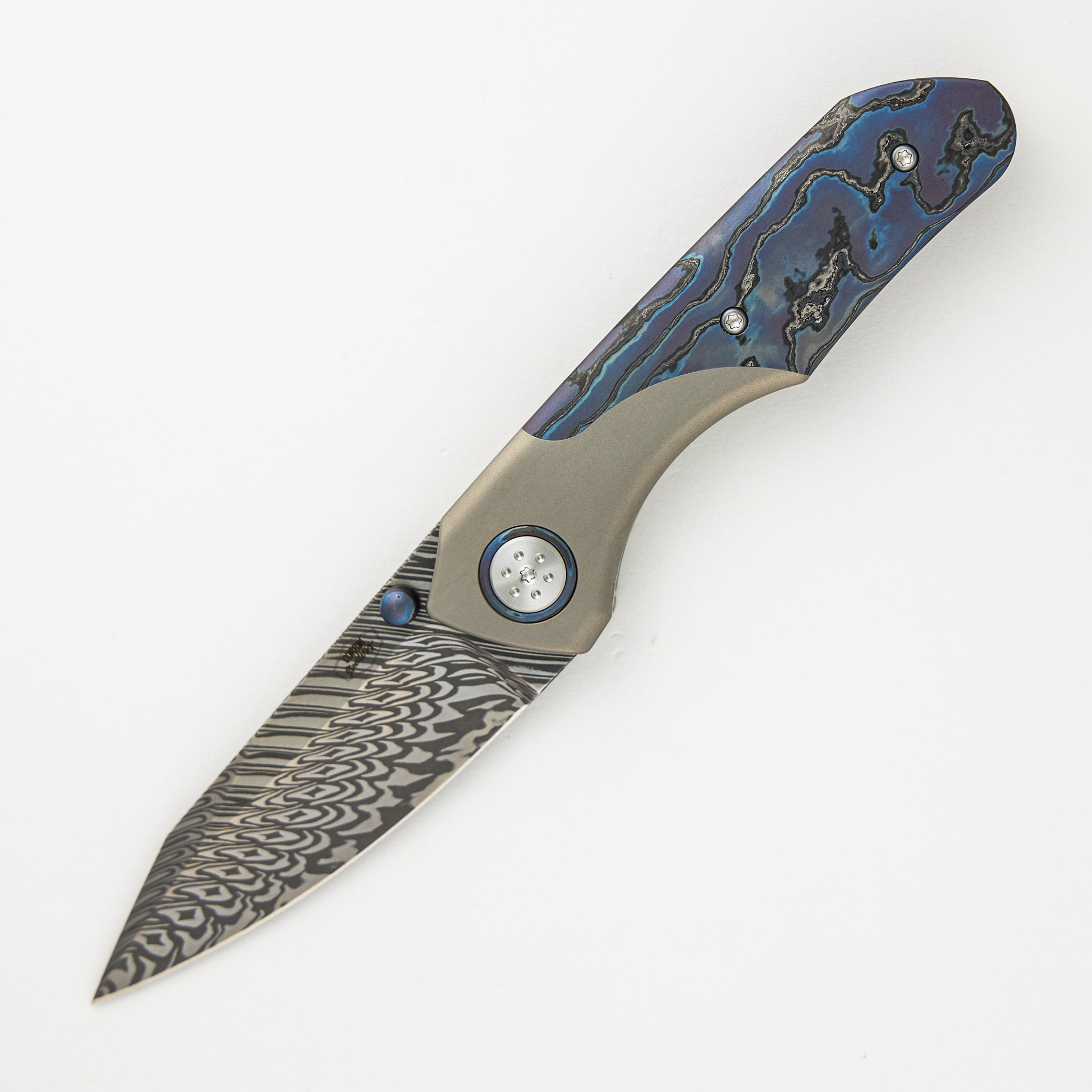 Alliance Designs Keen - Titanium/DarkTi Handle - Damasteel Blade