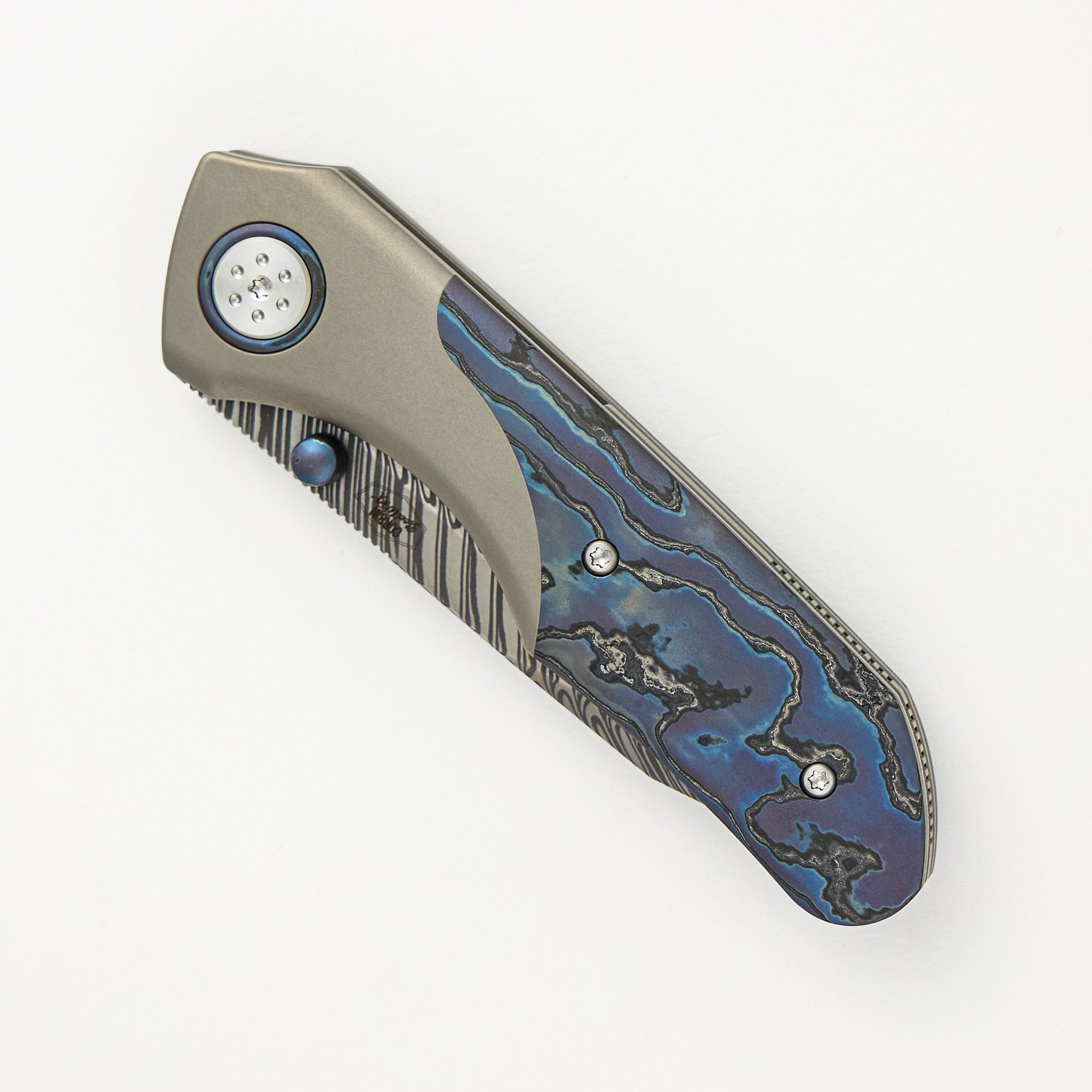 Alliance Designs Keen - Titanium/DarkTi Handle - Damasteel Blade