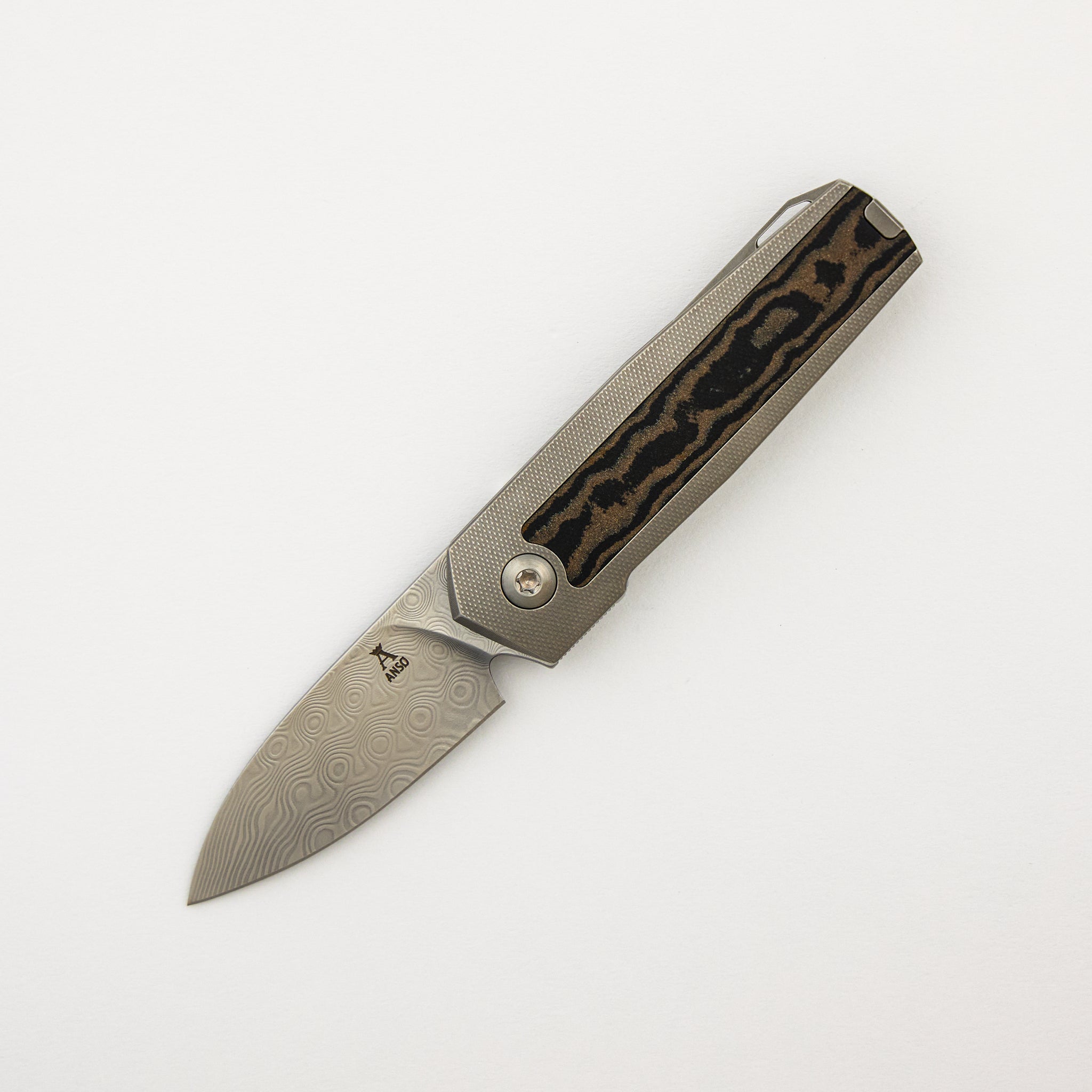 ARN - Grey/Satin - Titanium Handle - Richlite B/B Inlays - Damasteel Blade - #80