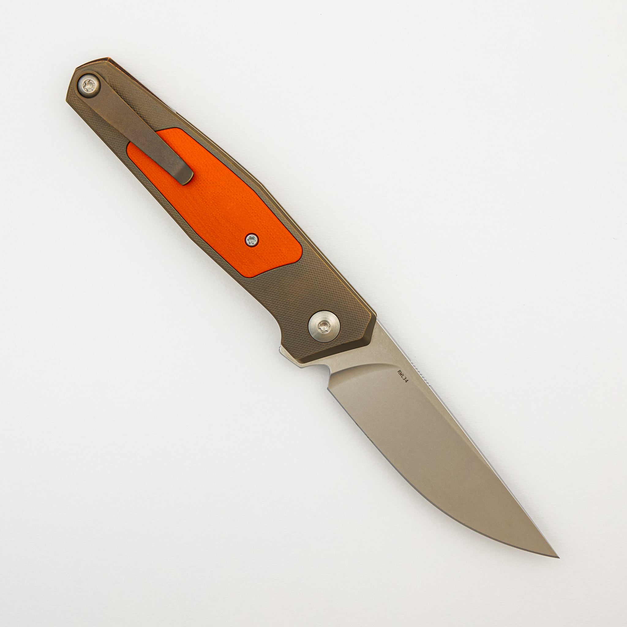 Toko - Amber/Satin - Titanium Handle - Orange G10 Inlays - RWL34 Blade - #391