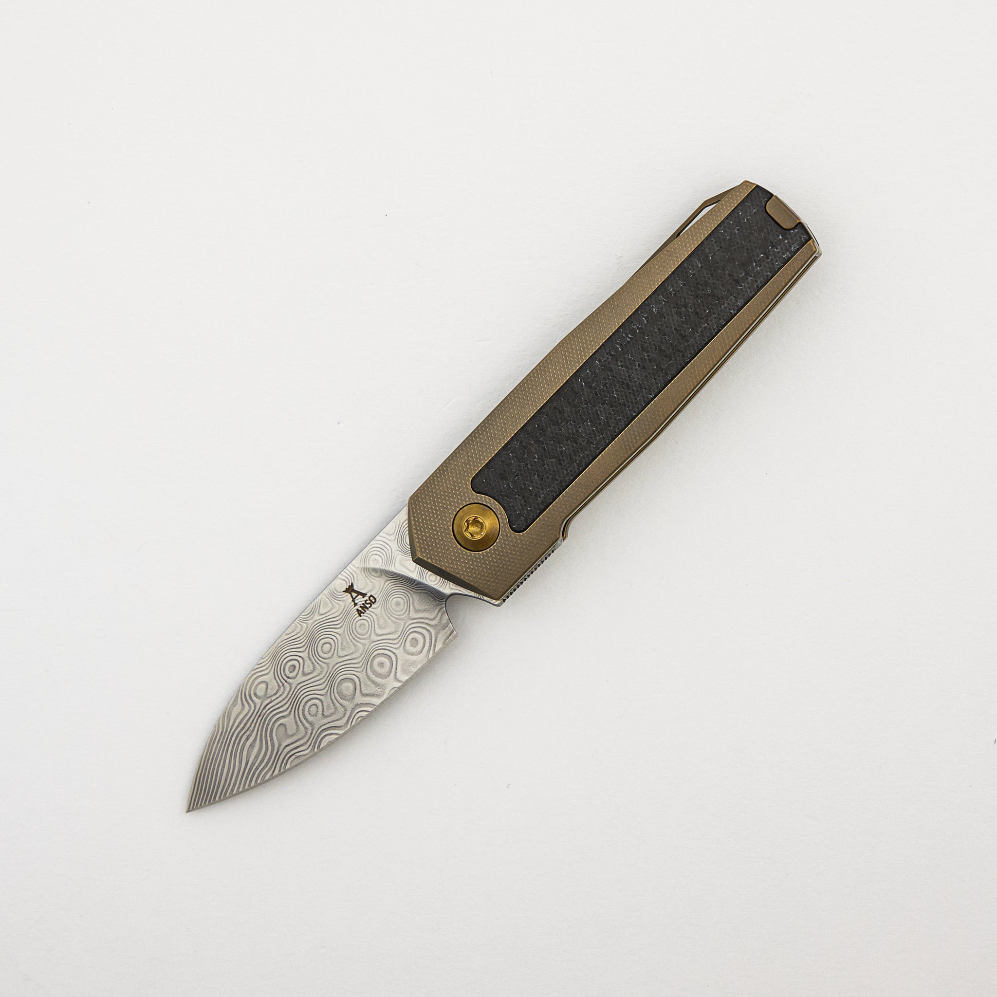 ARN - Amber - Titanium Handle - Carbon Fiber Inlays - Damasteel Blade - #112