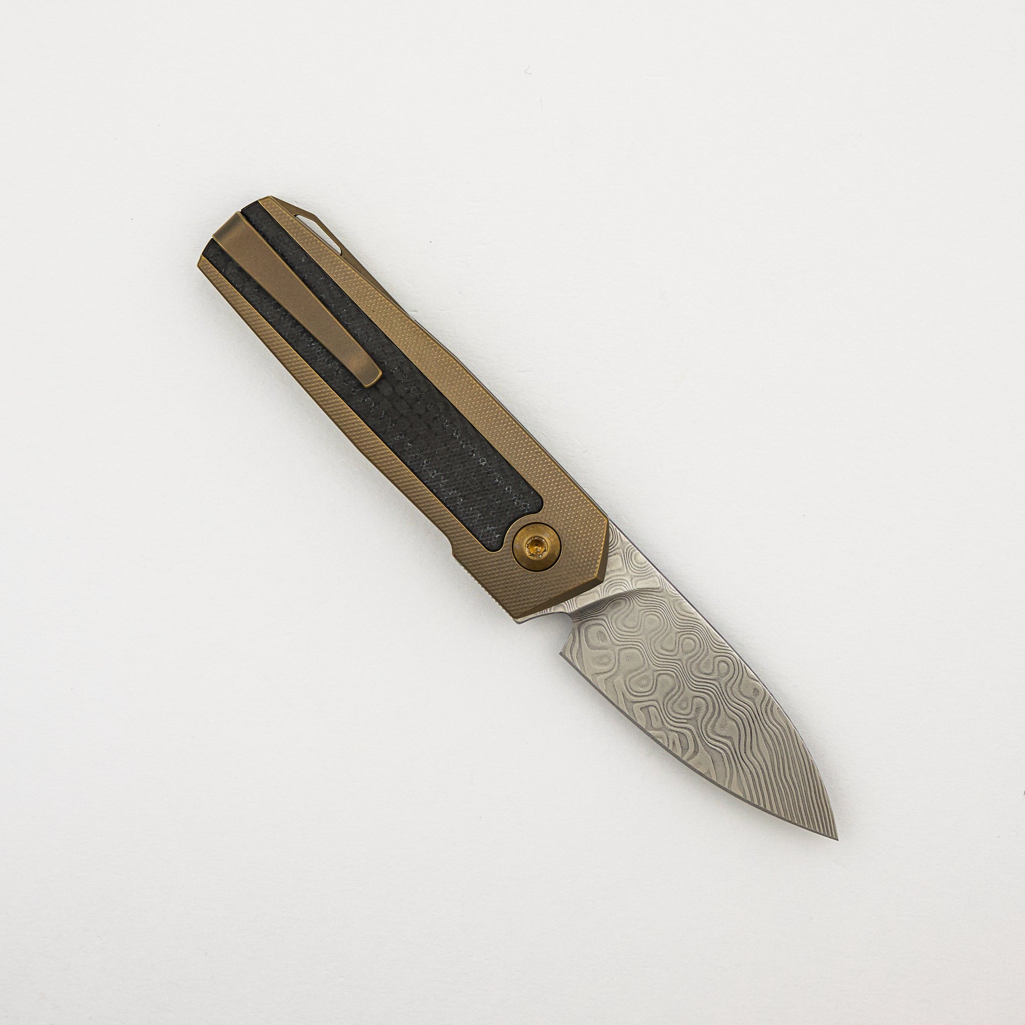 ARN - Amber - Titanium Handle - Carbon Fiber Inlays - Damasteel Blade - #112