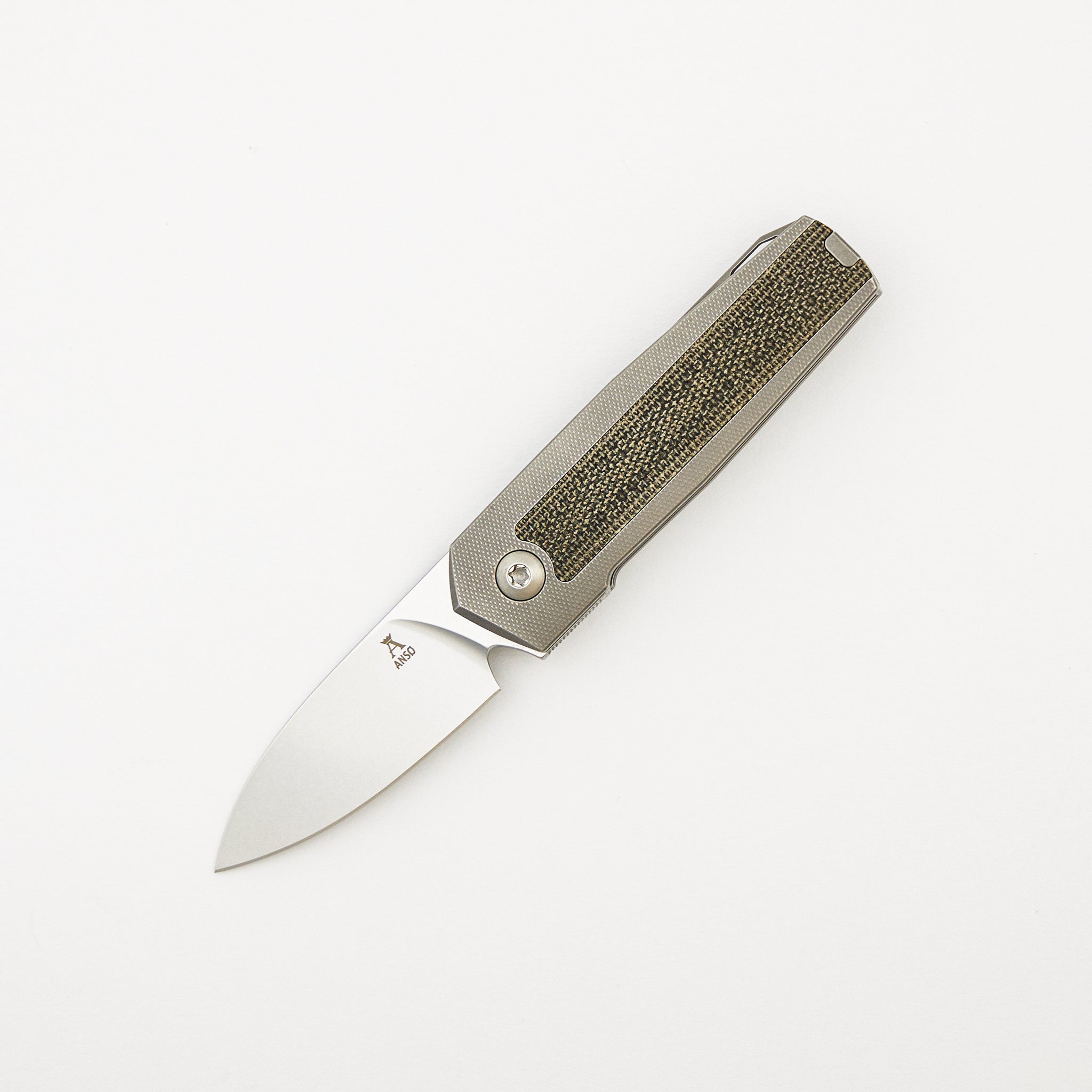 ARN - Grey/Satin - Titanium Handle - Green Micarta Inlays - RWL34 Blade - #64