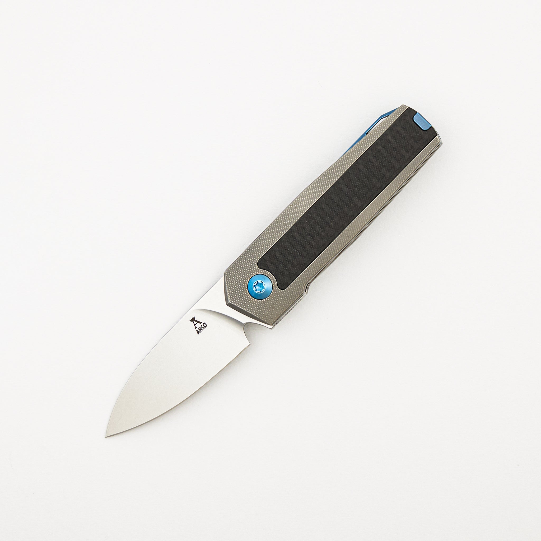 ARN - Grey/Blue - Titanium Handle - Carbon Fiber Inlays - RWL34 Blade - #66