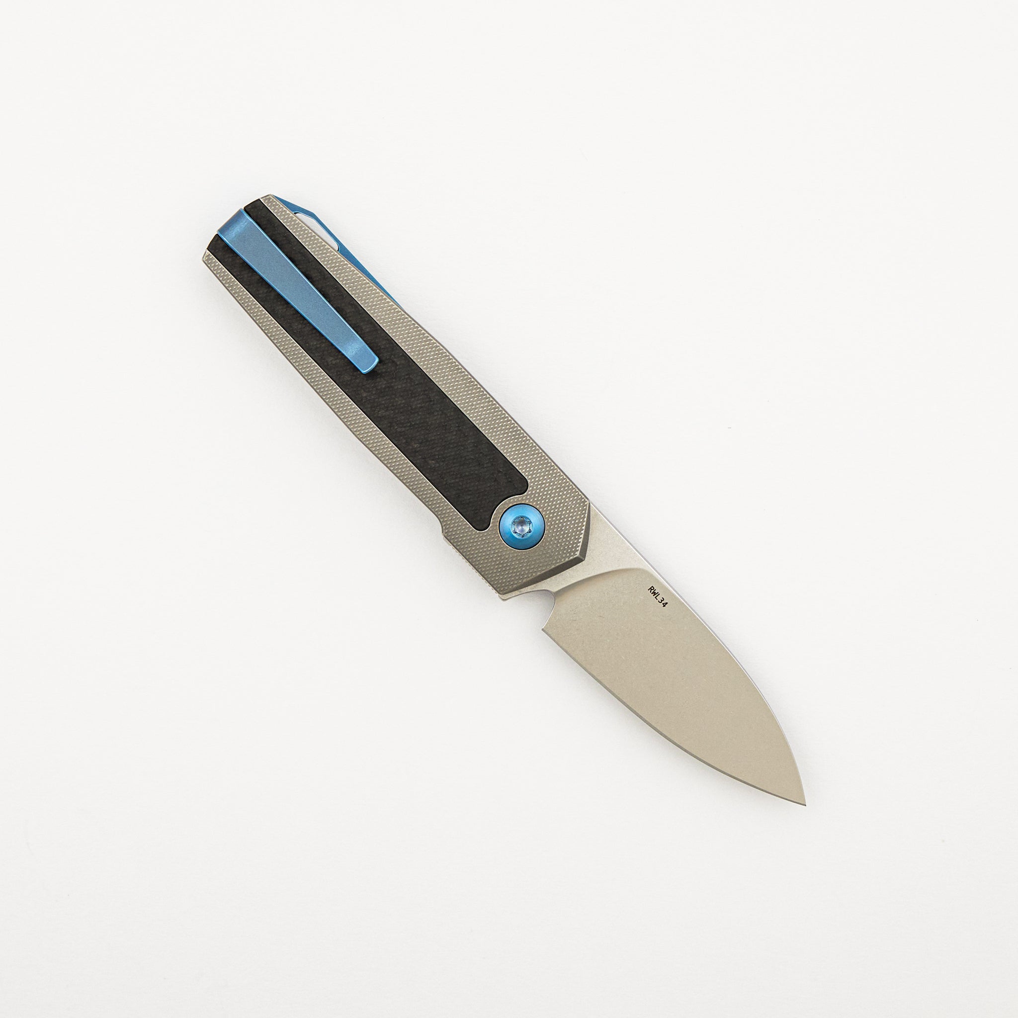 ARN - Grey/Blue - Titanium Handle - Carbon Fiber Inlays - RWL34 Blade - #66