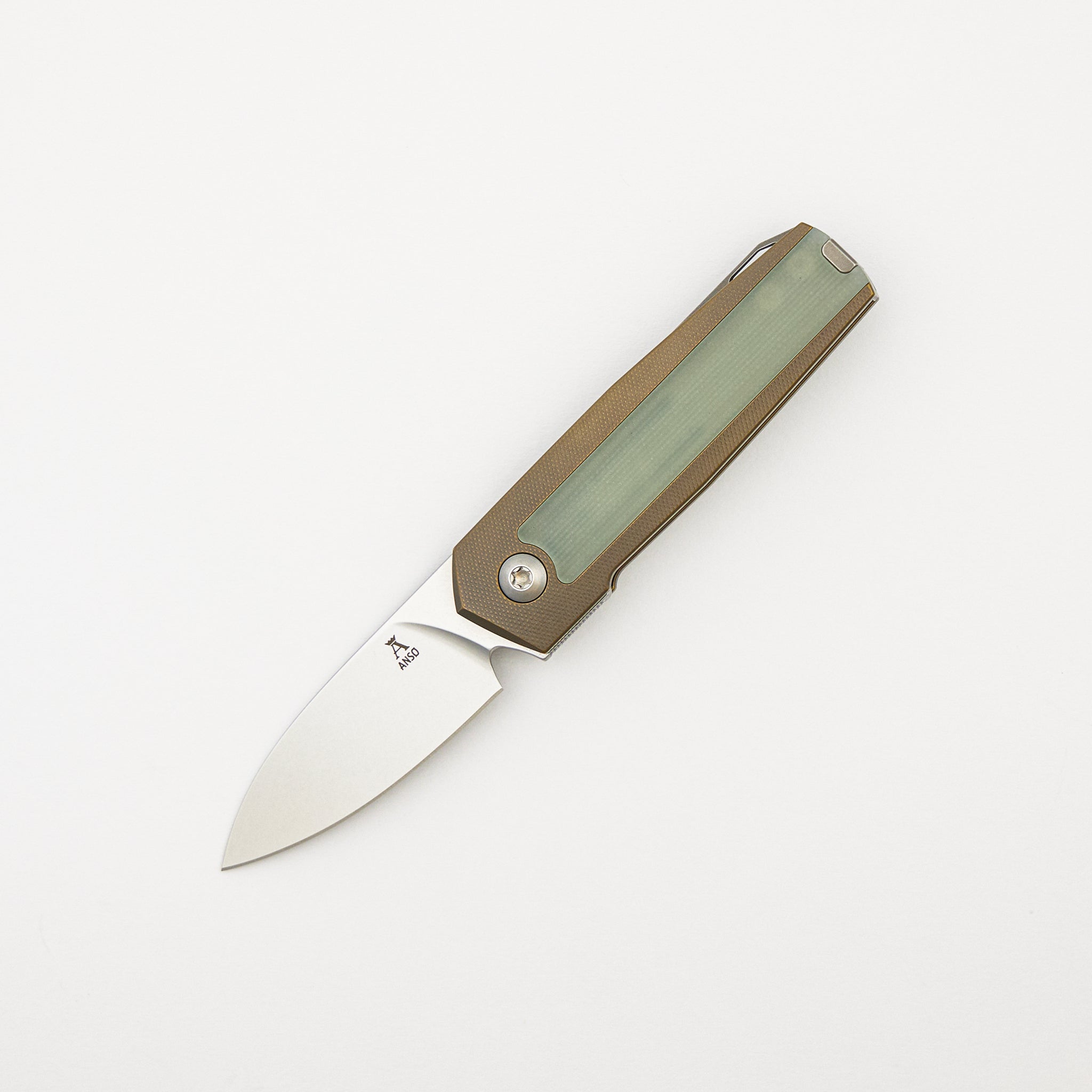 ARN - Amber/Satin - Titanium Handle - Jade G10 Inlays - RWL34 Blade - #67